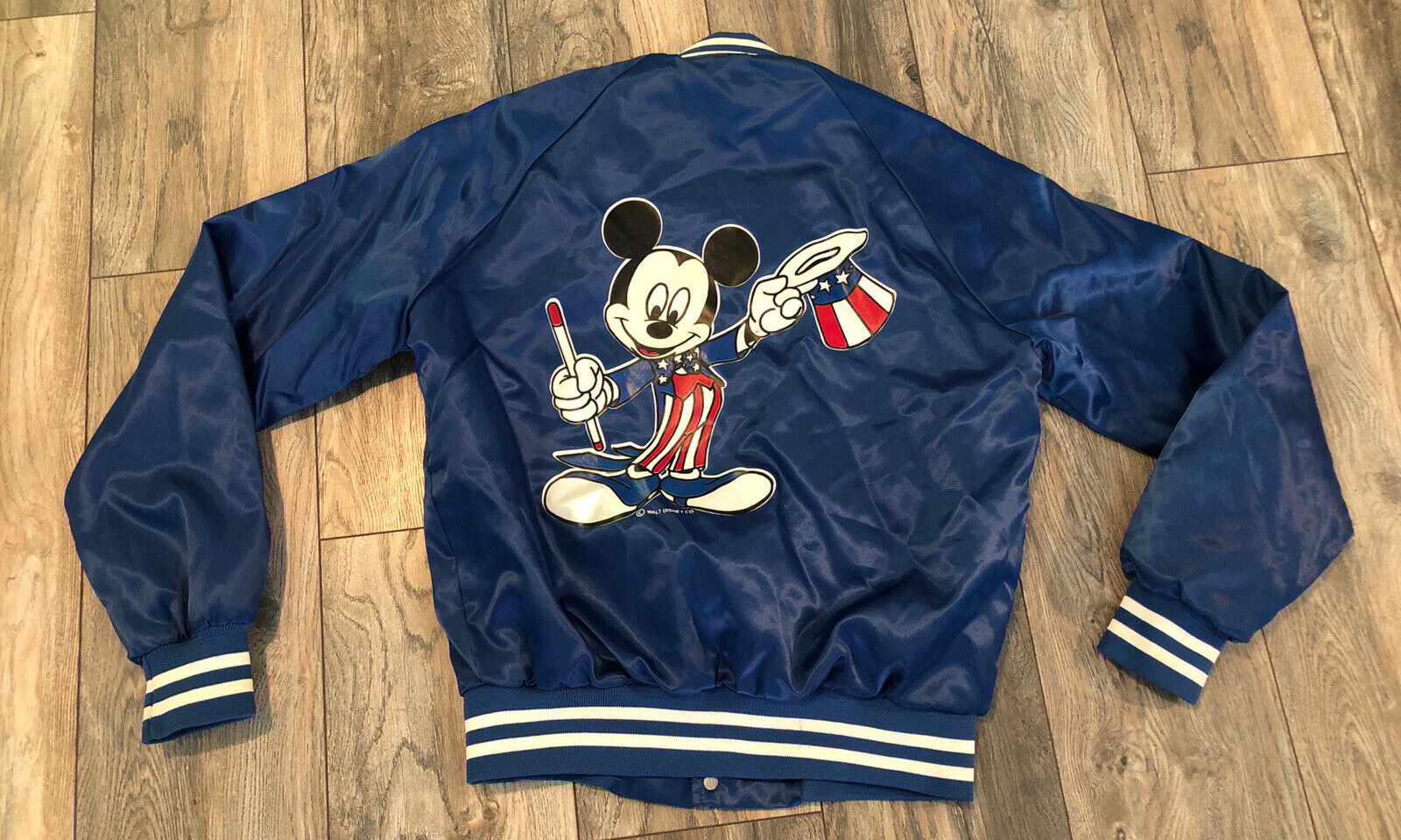 Vintage 80\'s Chalk Line Disney All American Mickey Mouse Satin Jacket Men\'s M