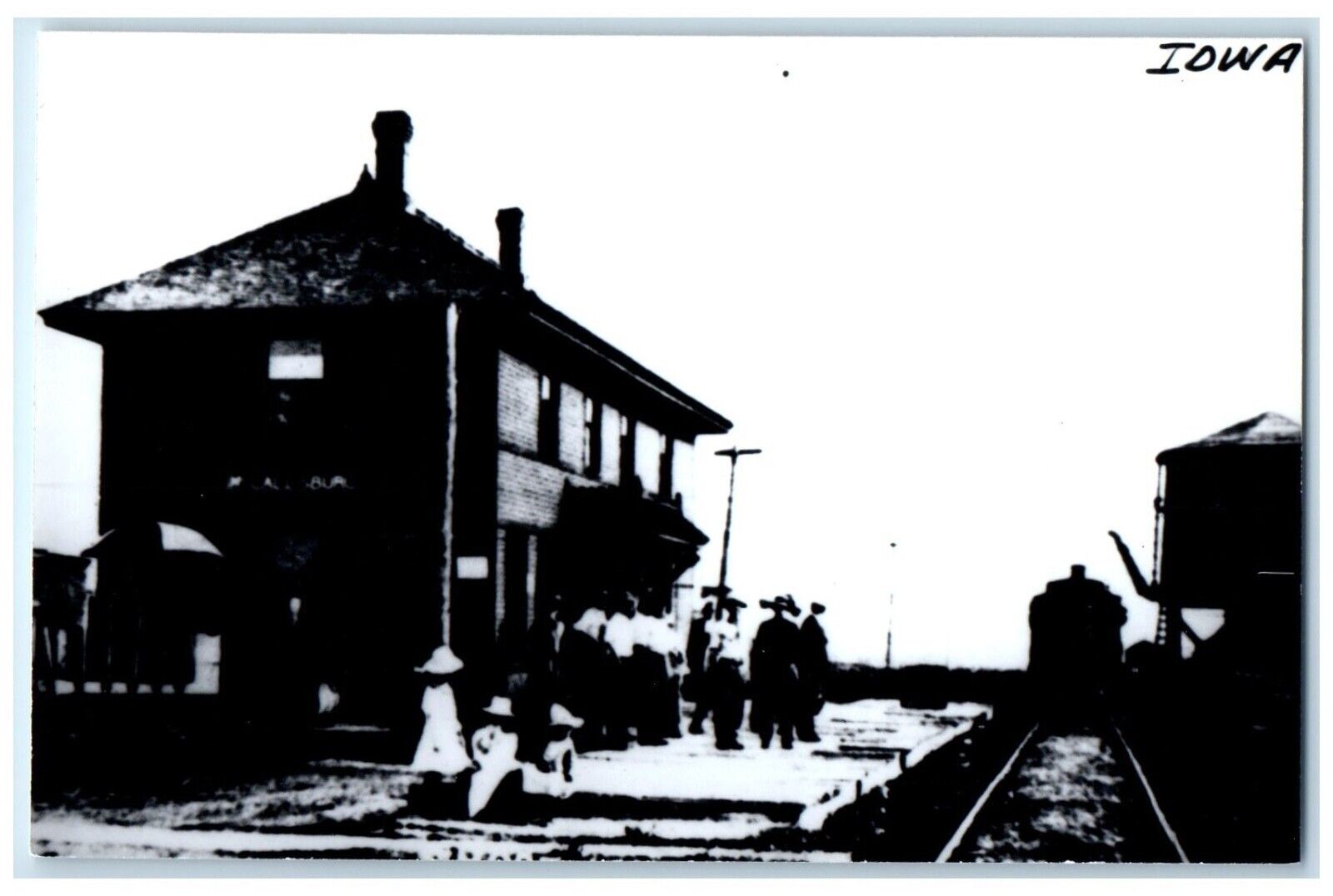 c1960's Unknown Iowa IA Vintage Railroad Train Depot Station RPPC Photo Postcard