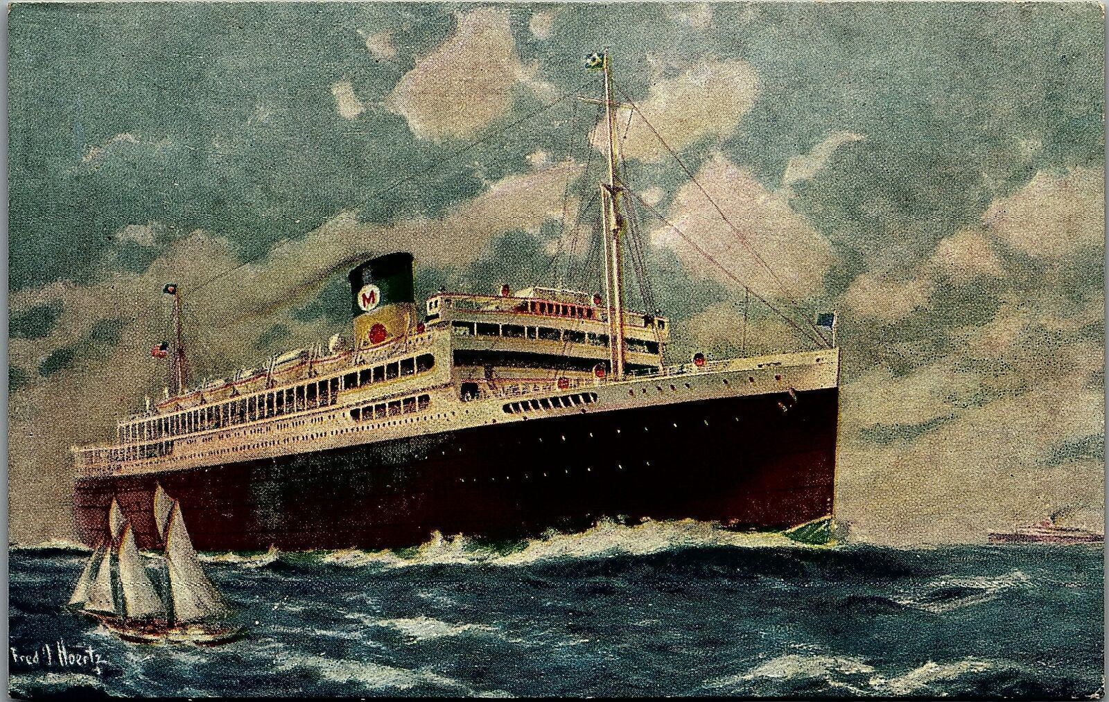 1920s MOORE-McCORMACK LINES STEAMSHIP NEW YORK BRAZIL SIGNED POSTCARD 20-280