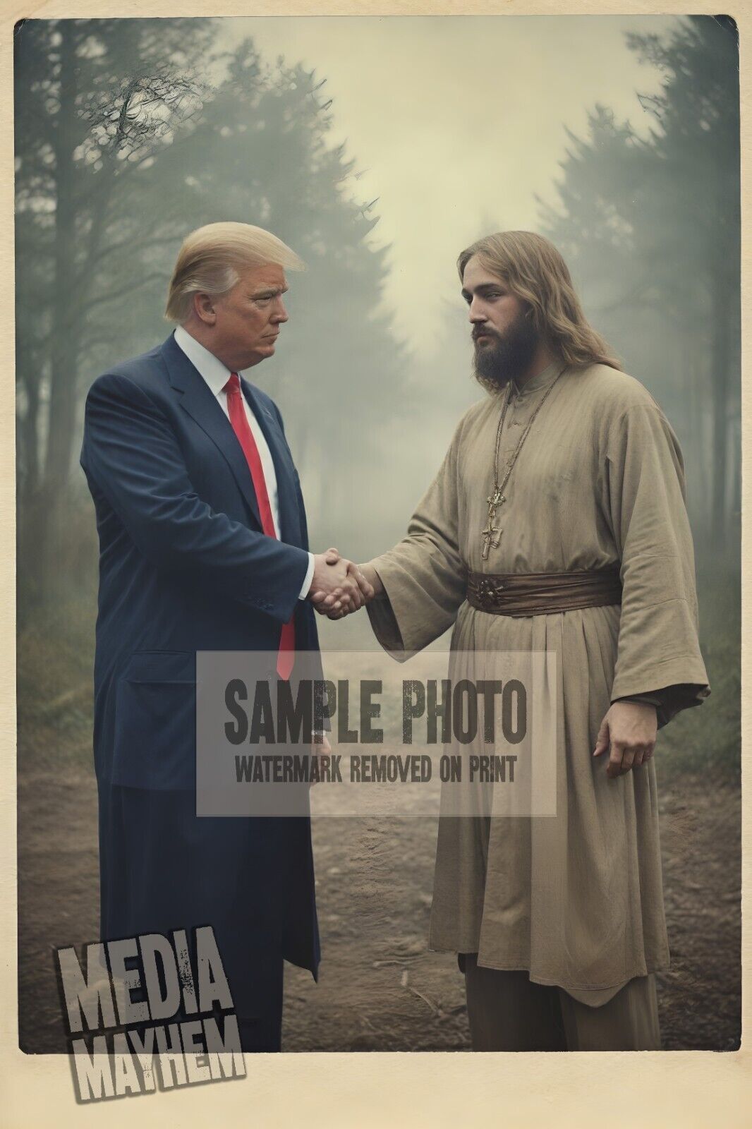 President Donald Trump AND Jesus Handshake Photo 4x6 Political Interest Photo #5