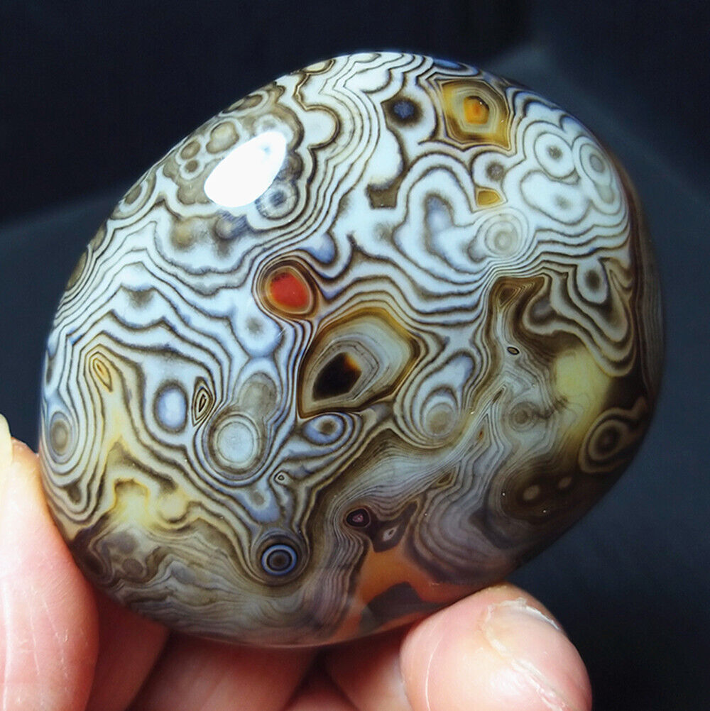 TOP 74G Natural Polished Silk Banded Lace Agate Crystal Madagascar  B331