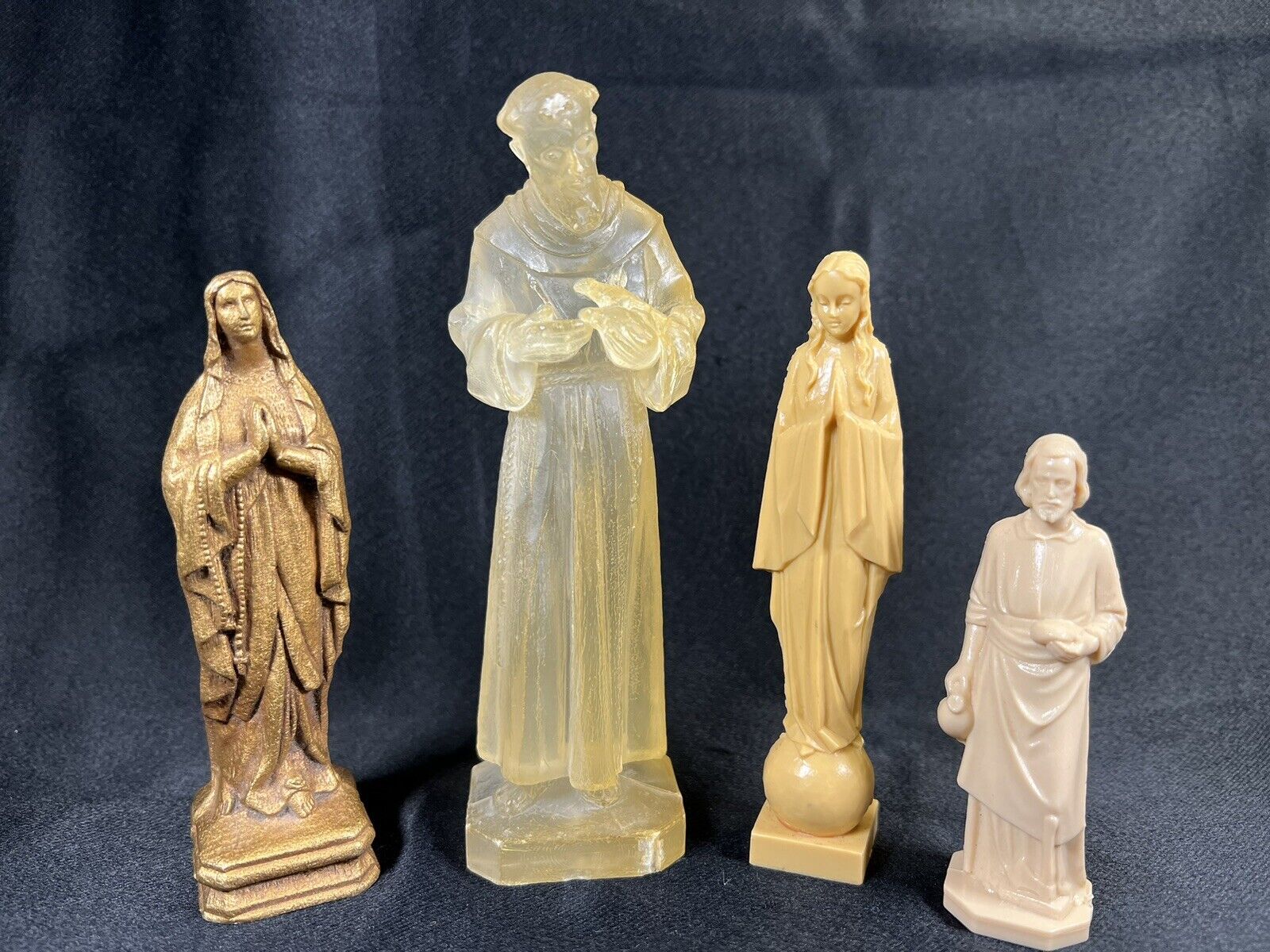 VTG Lot 4 Religious Statues Lady Lourdes St Francis Mary St Joseph Resin Plastic