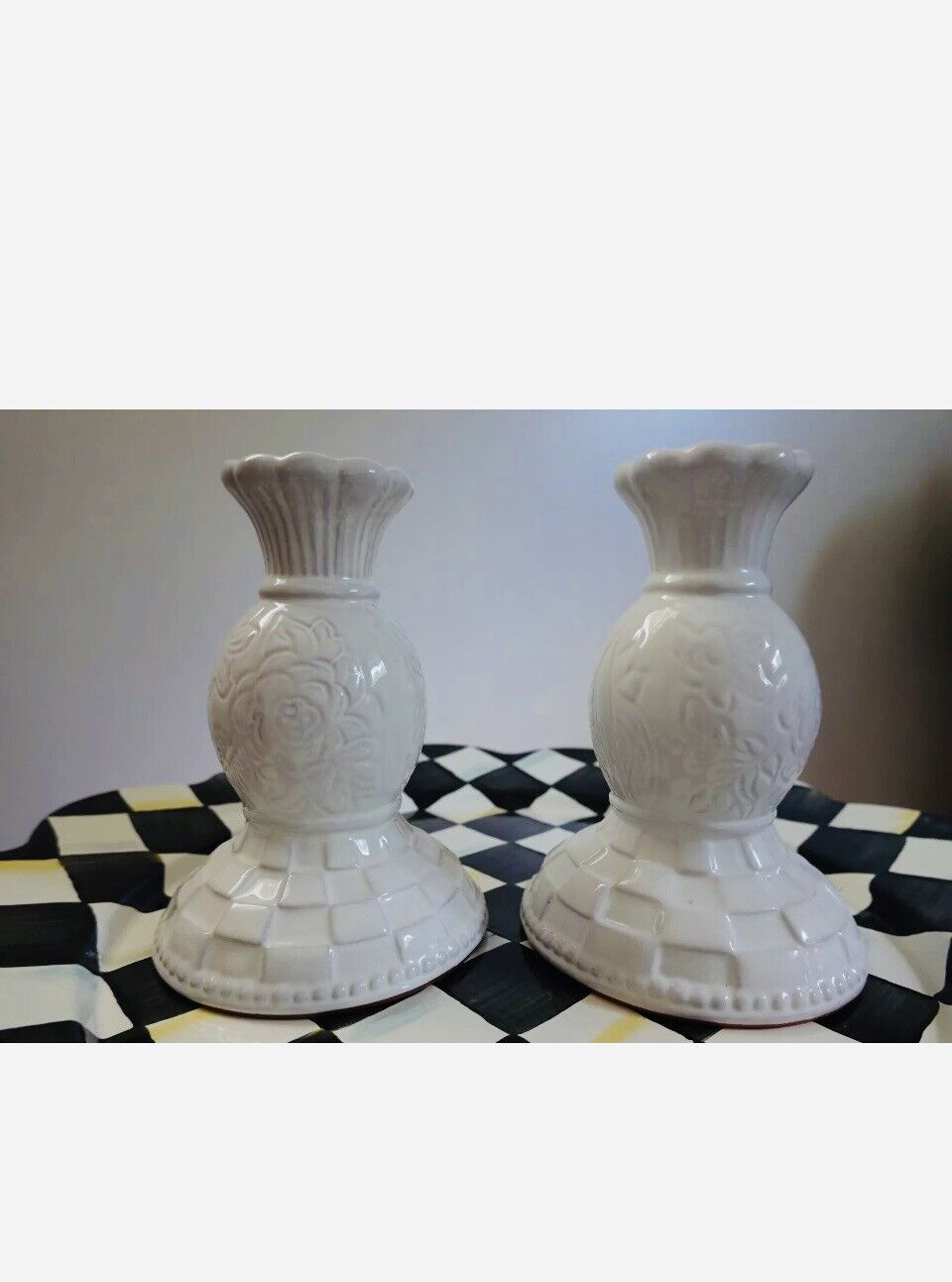 MACKENZIE-CHILDS SWEETBRIAR SET OF 2 CANDLE HOLDERS