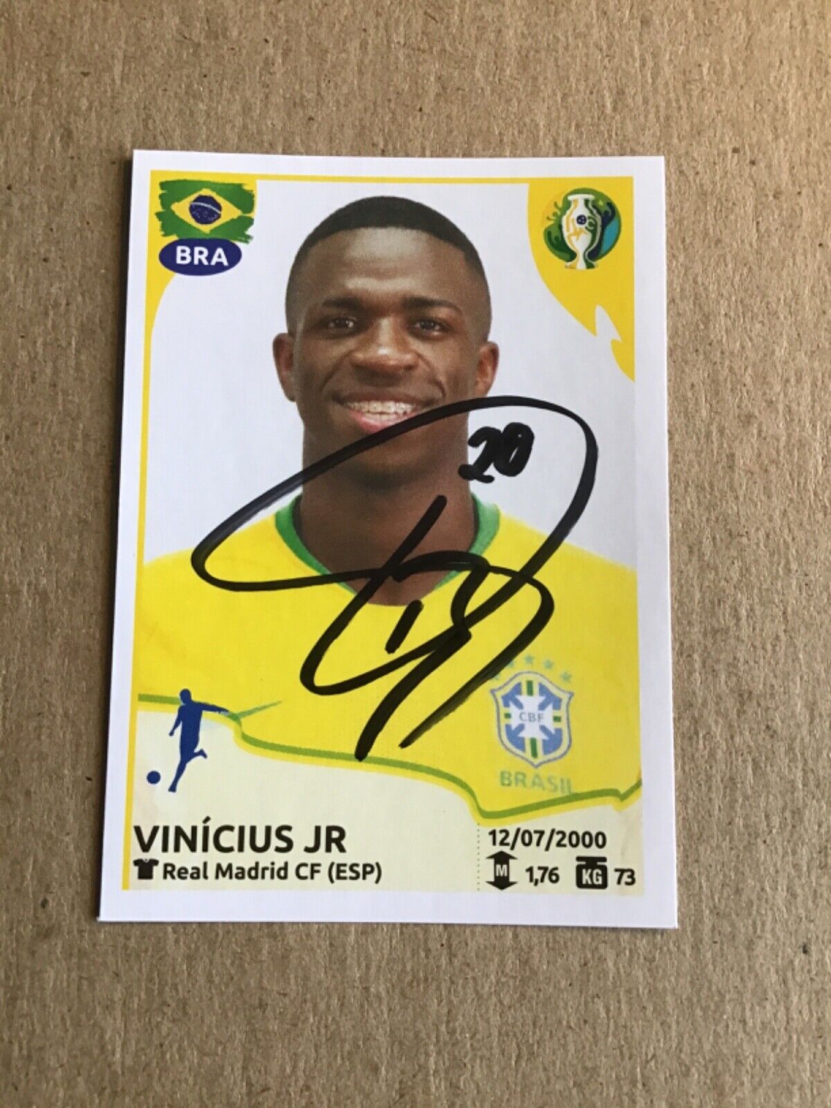Vinicius Jr. ,  Brazil 🇧🇷 Panini Copa America 2019 hand signed