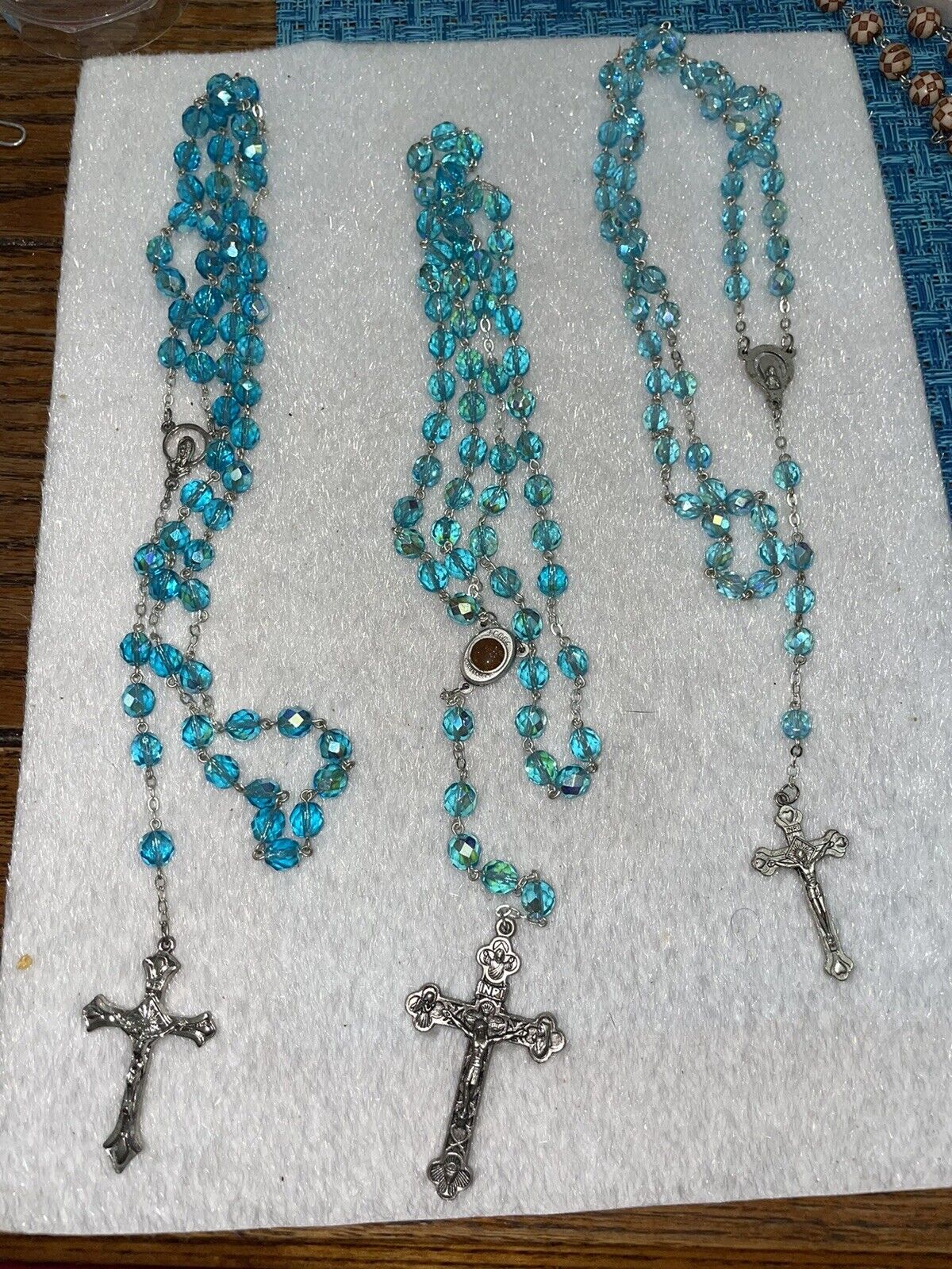 Genuine Swarovski Rosary Aquamarine Necklace