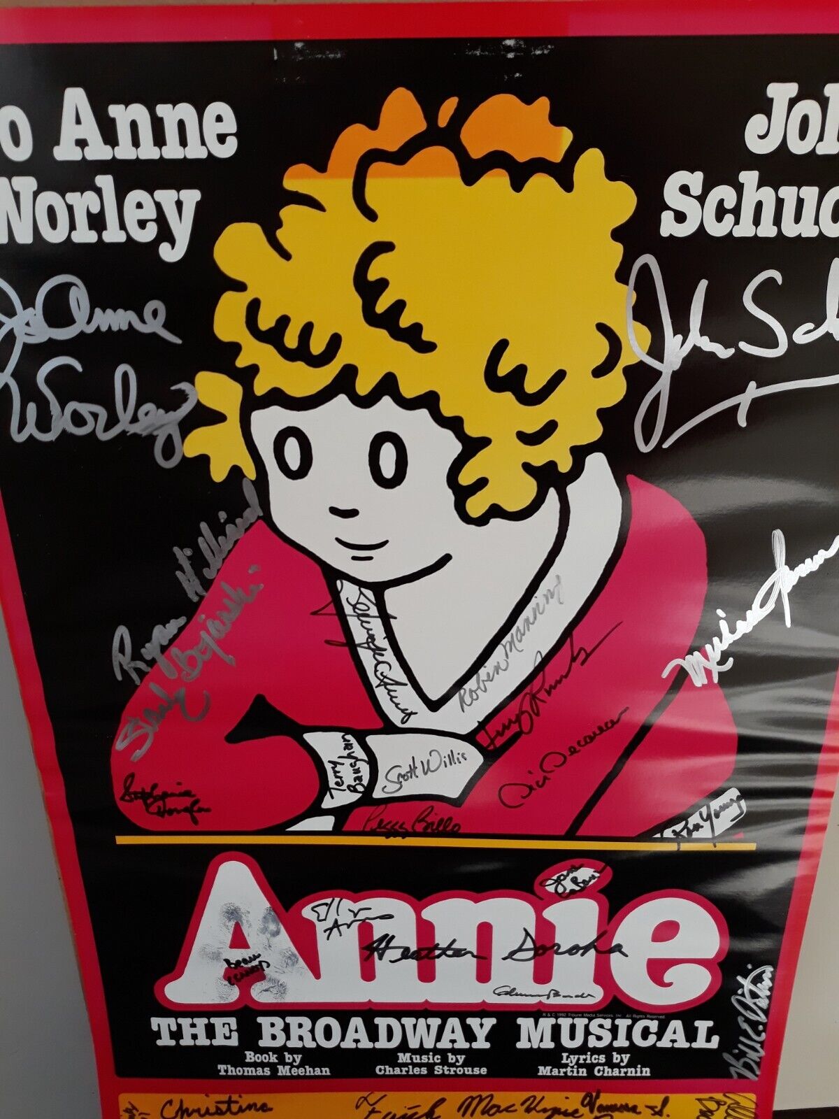 1992 ANNIE AUTOGRAPHED POSTER featuring JoAnne Worley and John Schuck