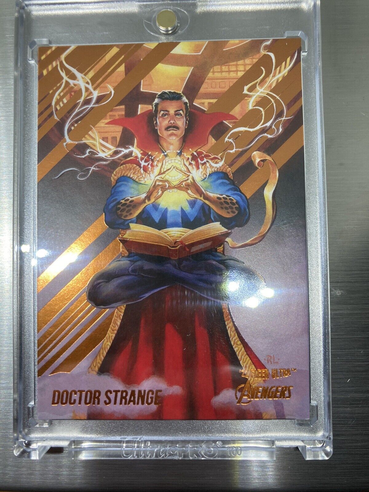 2022 Fleer Ultra Avengers Dr. Strange Orange Foil Stamped Serial # Misprint NM