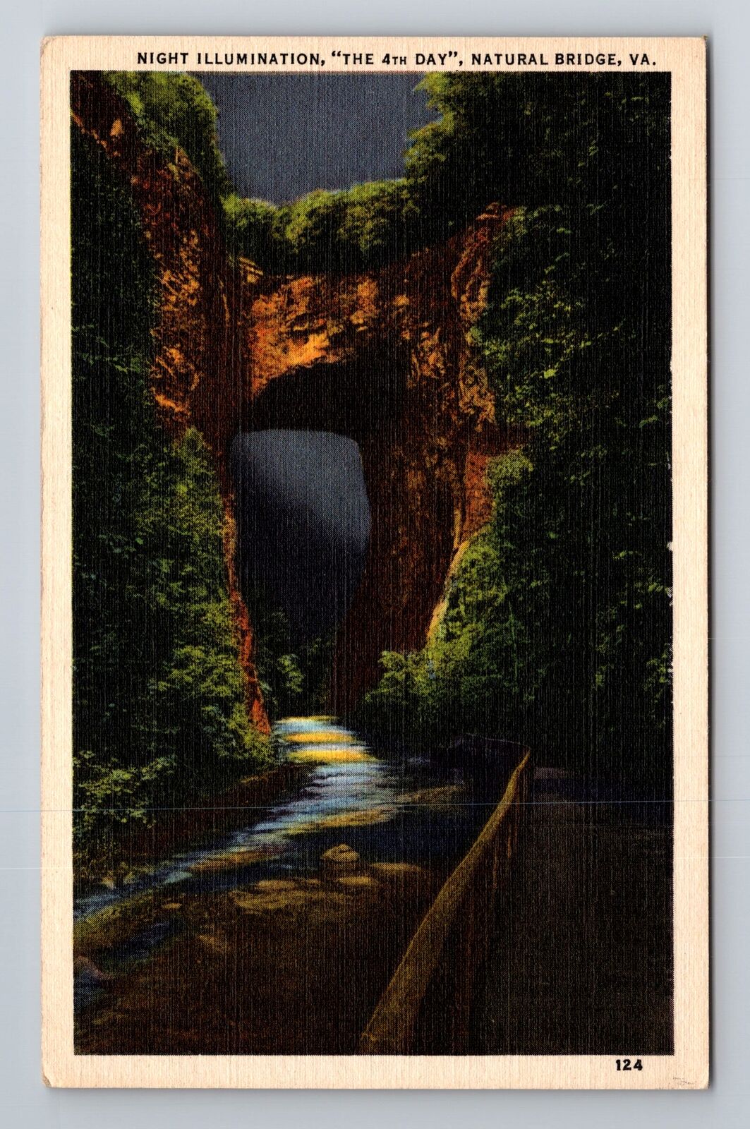 Natural Bridge VA-Virginia, Night Illumination, Antique, Vintage Postcard