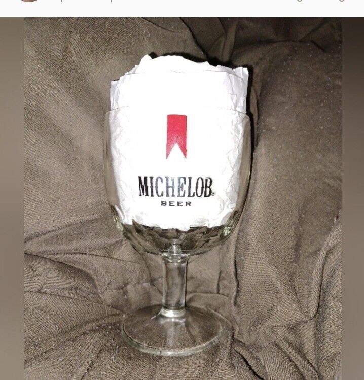 Vintage 1970’s Michelob Beer Glass Thumb Print Dimple Goblet Stem Mug.