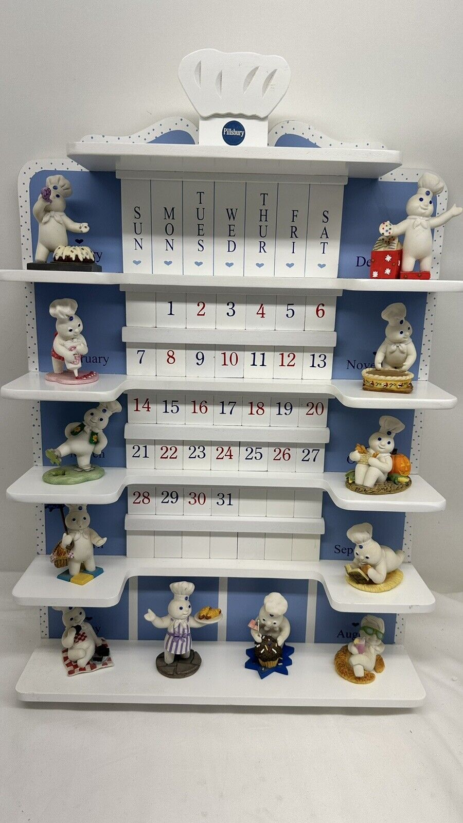 VTG 1997 Pillsbury Doughboy Danbury Mint Calendar with Figures and tiles