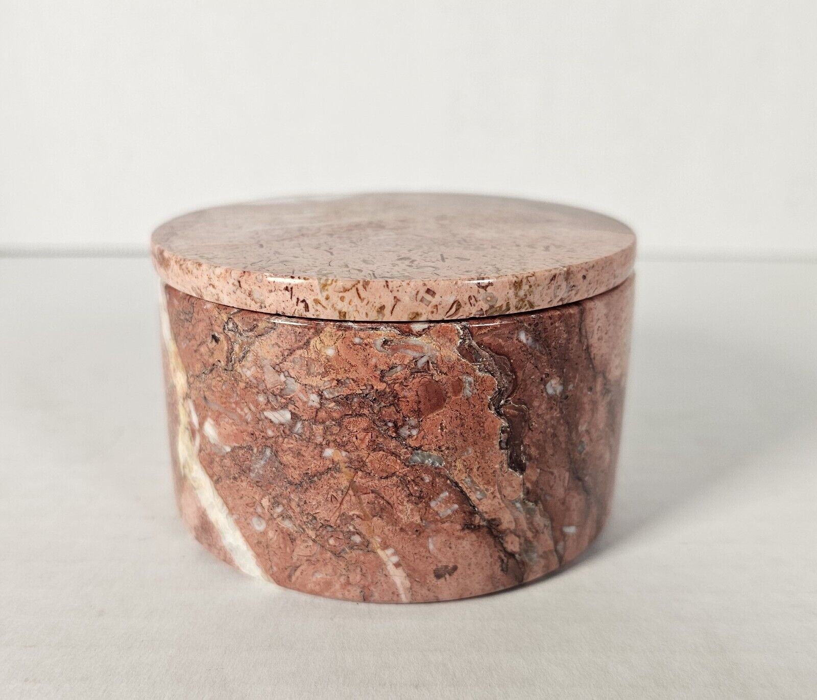 Vintage Round Marble Trinket Box with lid