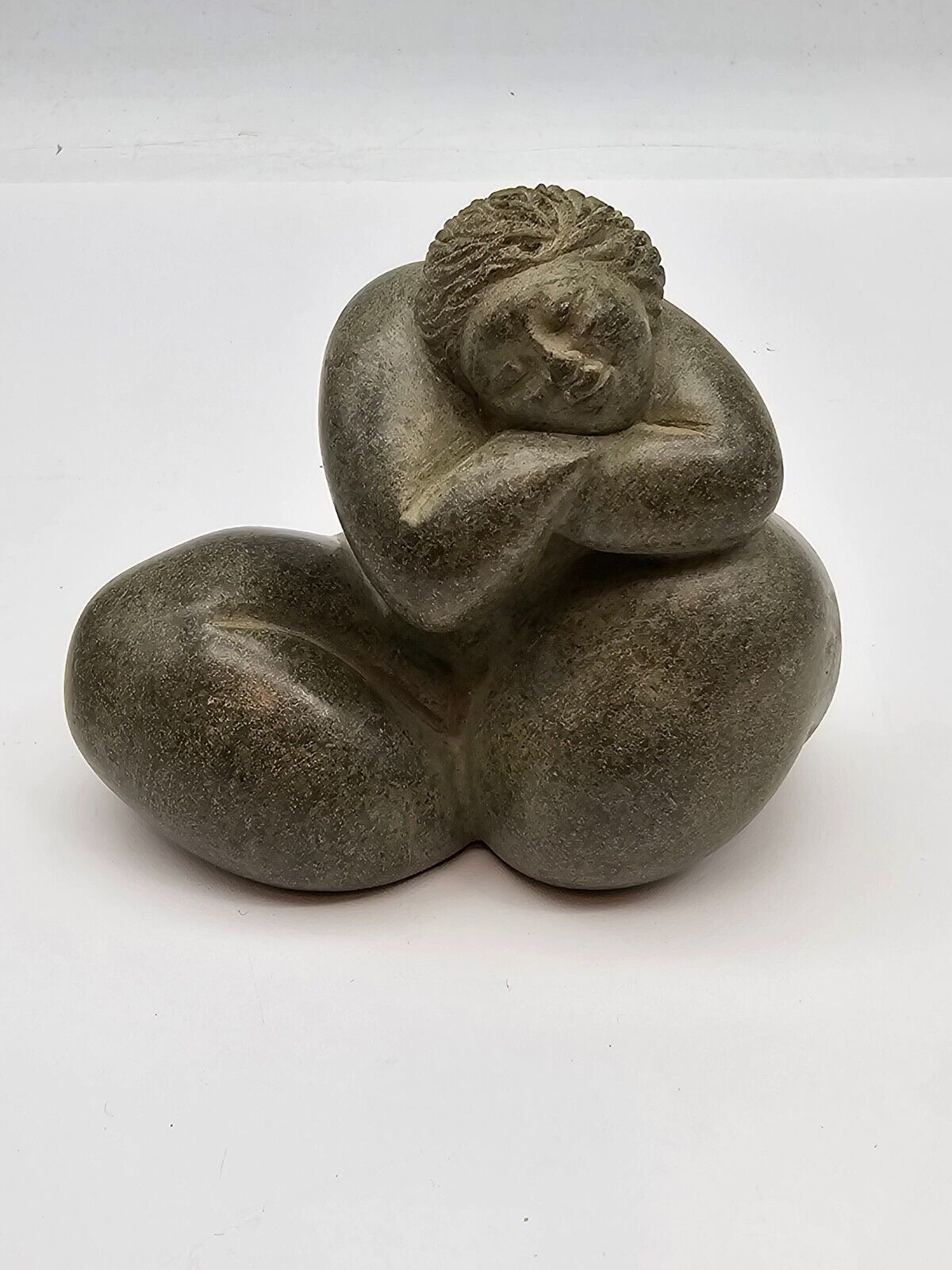 Johnny Louis, Signed Sculpture Woman Soapstone Carving Inuit