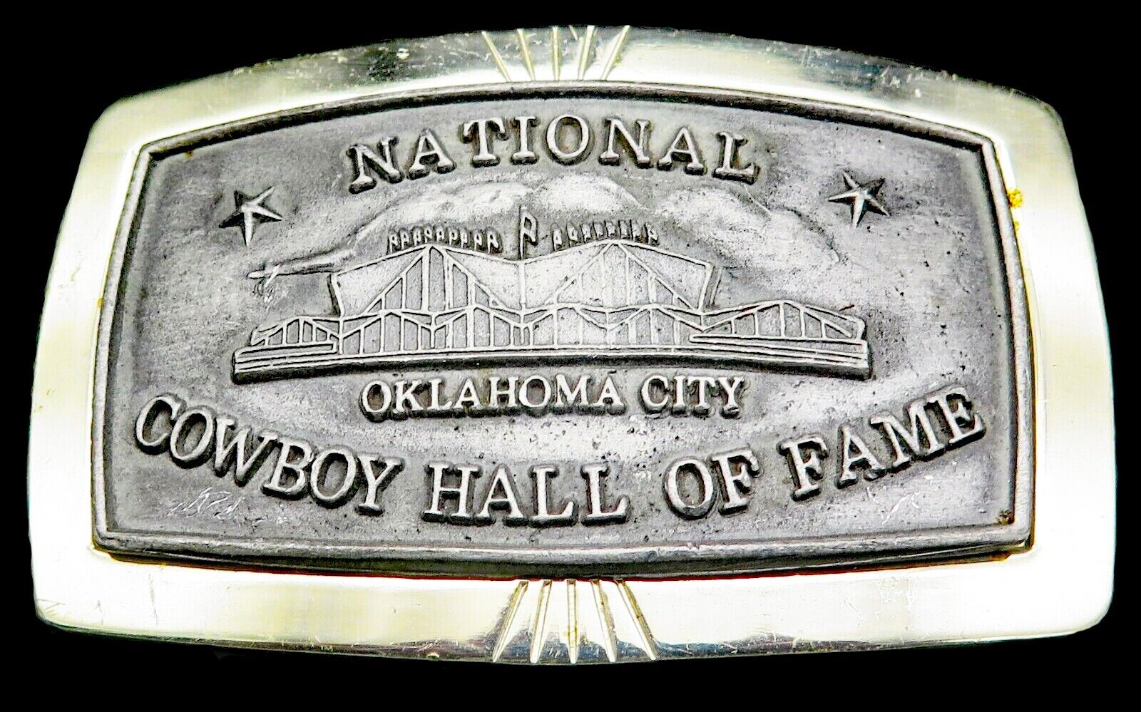 National Cowboy Hall Of Fame Oklahoma City Nickel Silver Vintage Belt Buckle