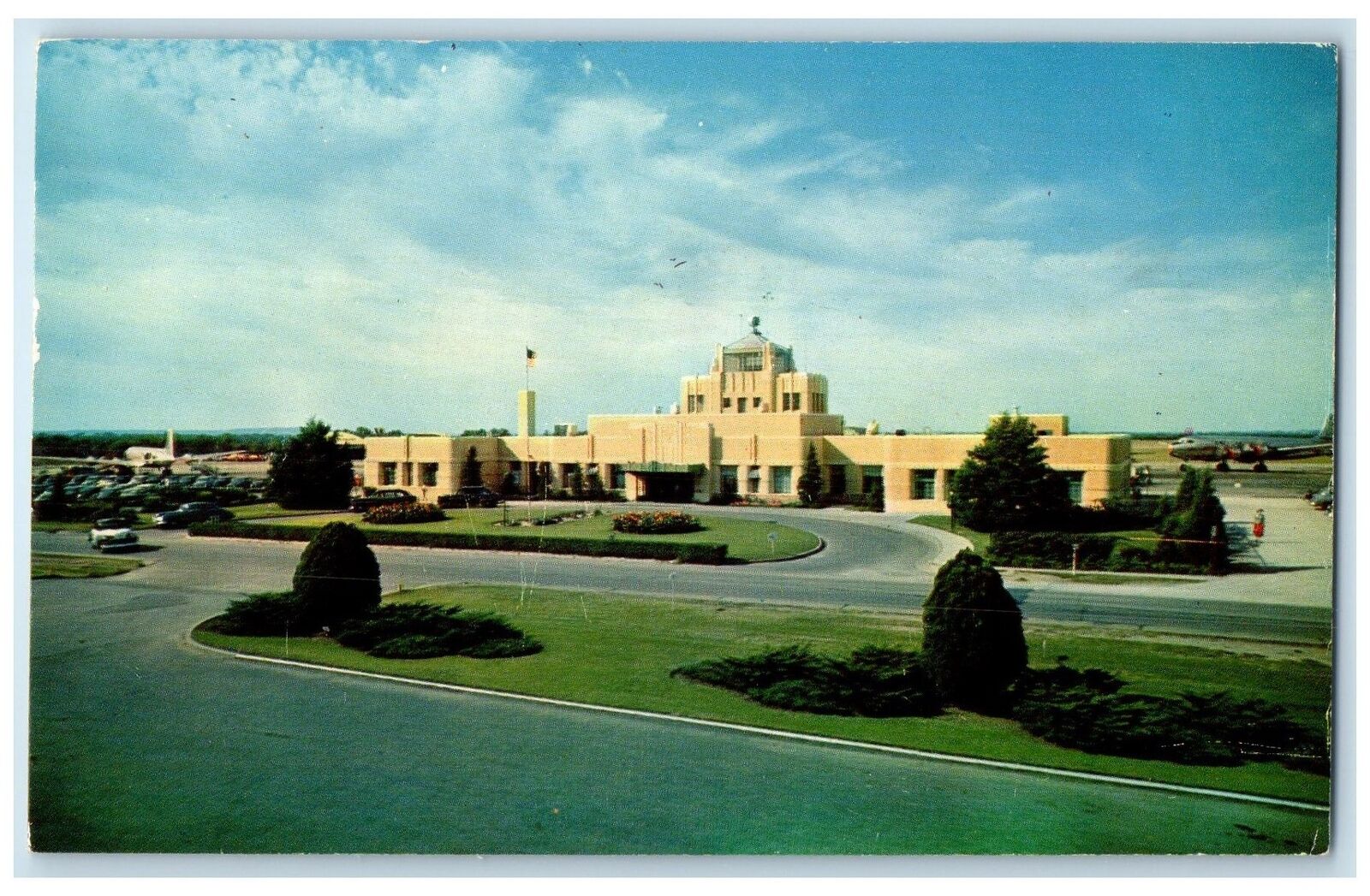 1958 View Of Tulsa National Airport Building Roadside Tulsa Oklahoma OK Postcard
