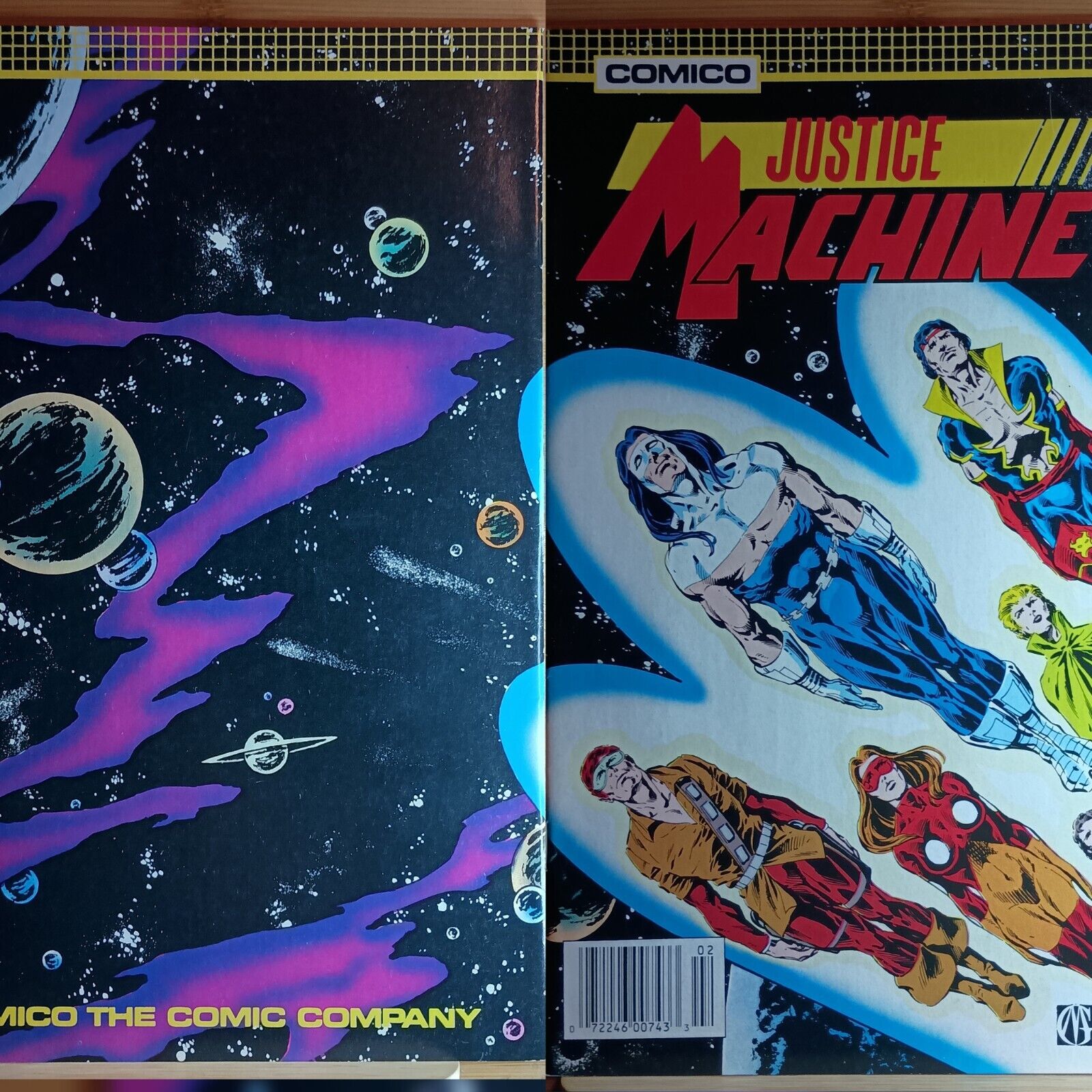 1987 Comico Comics Justice Machine 2 Mike Gustovich Wraparound Cover Artist F/S