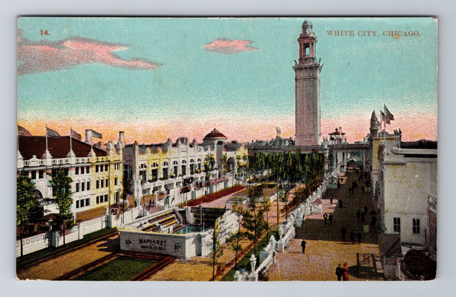 Chicago IL-Illinois, Aerial White City, Antique, Vintage c1910 Souvenir Postcard