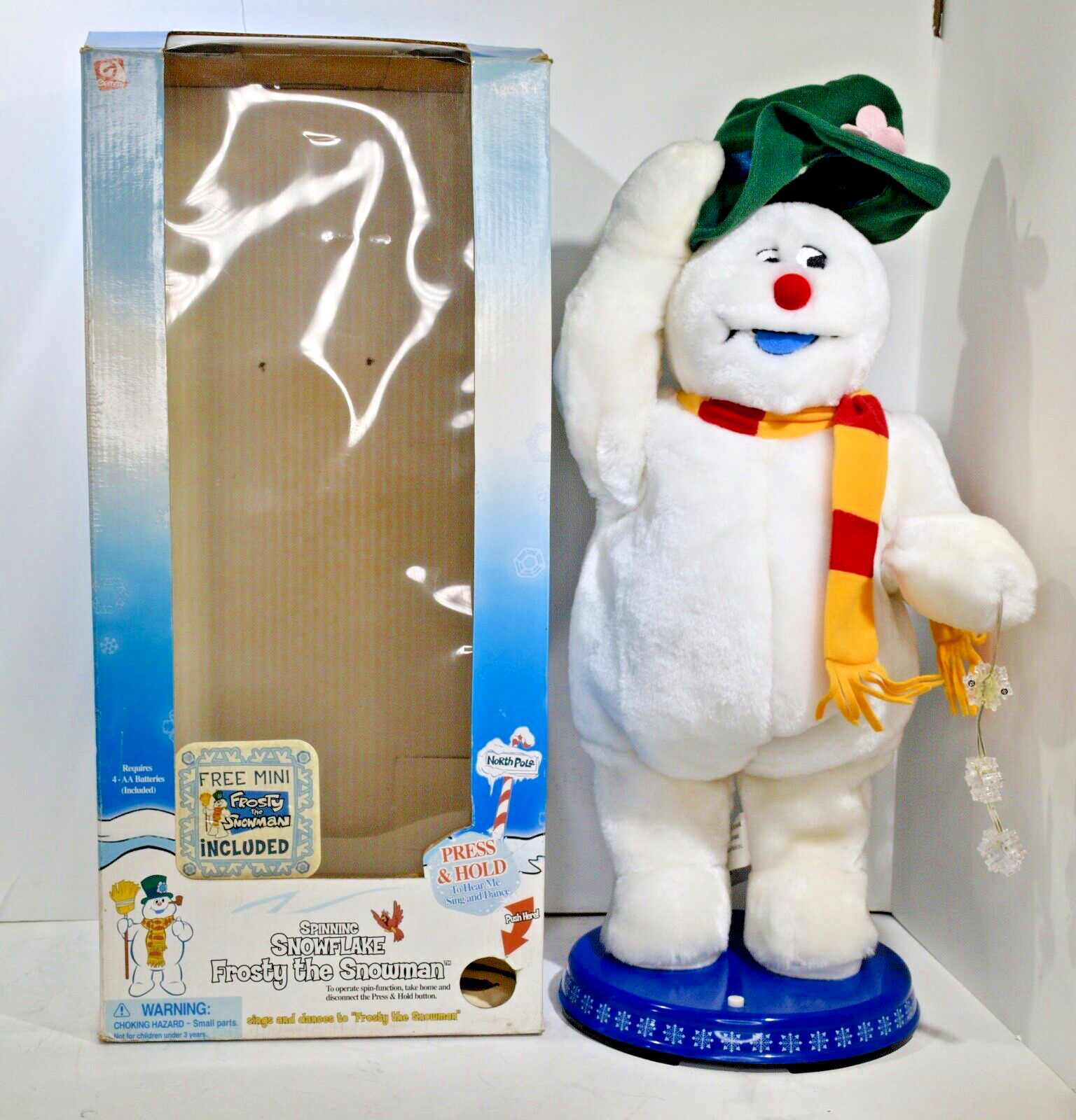 2004 Gemmy Spinning Snowflake Frosty The Snowman Animated Dancing w/ Box WORKS