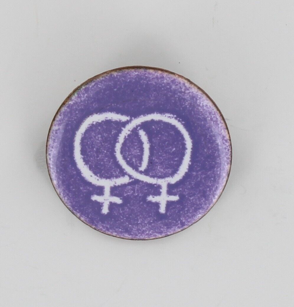 Vintage Lesbian Pinback Button 1980 LGBT Feminist Purple Gay Symbol Pin P1807