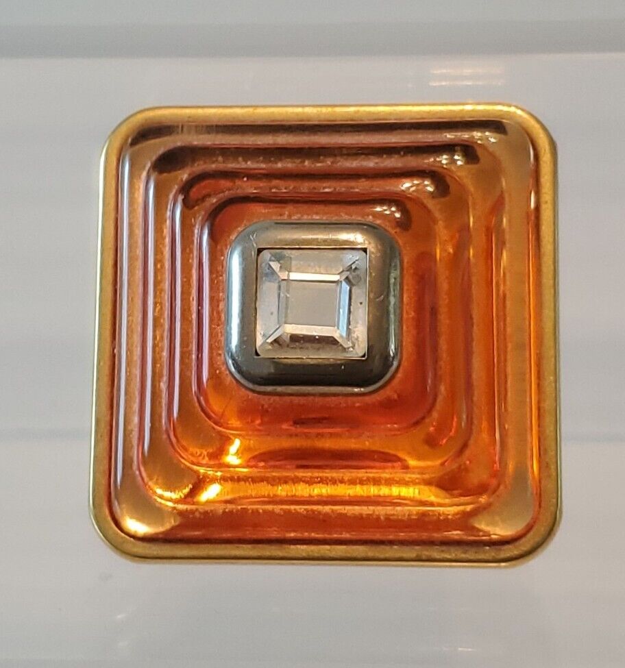 Vintage Lancome Tresor Parfum Precieux Orange Diamond Compact (One Half Full)