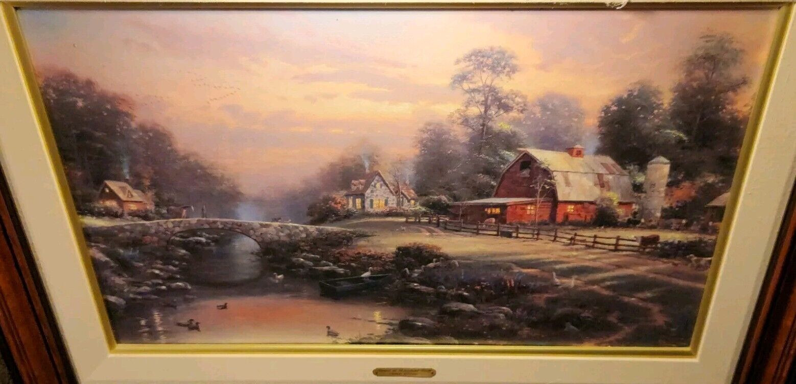 Sunset at Riverbend Farm Thomas Kinkade Collection I 67/1240 G/P Litho On Canvas