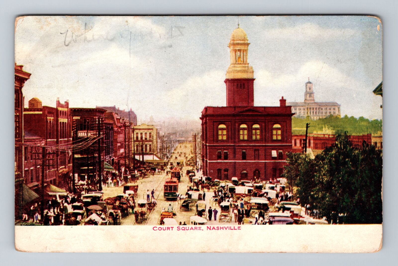 Nashville TN-Tennessee, Court Square, Advertising, Antique, Vintage Postcard