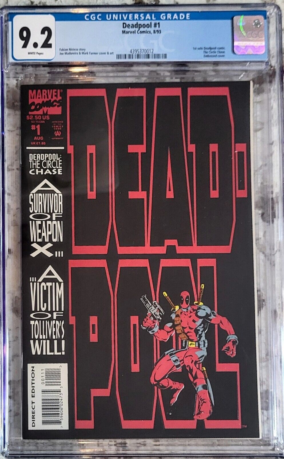 Deadpool: The Circle Chase #1 CGC 9.2 - 1993 - 1st Deadpool Solo  - White Pages