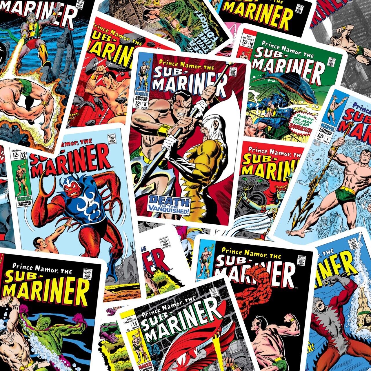 PRINCE NAMOR THE SUB-MARINER Comic Book Covers Stickers 40 Pack Sticker Set