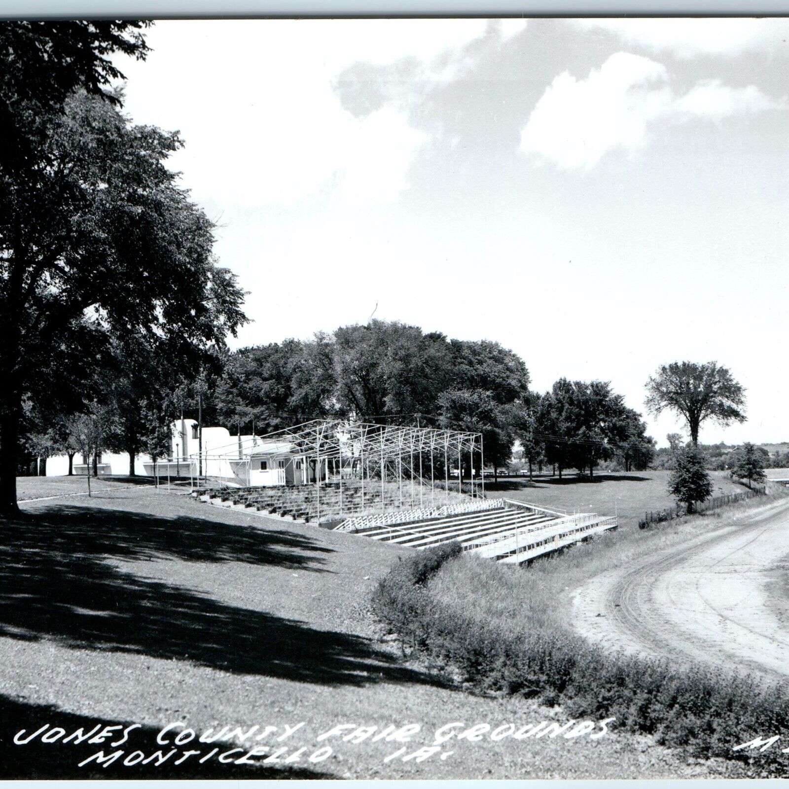 c1960s Monticello IA RPPC Jones County Fair Grounds Bleechers Track LL Cook A209