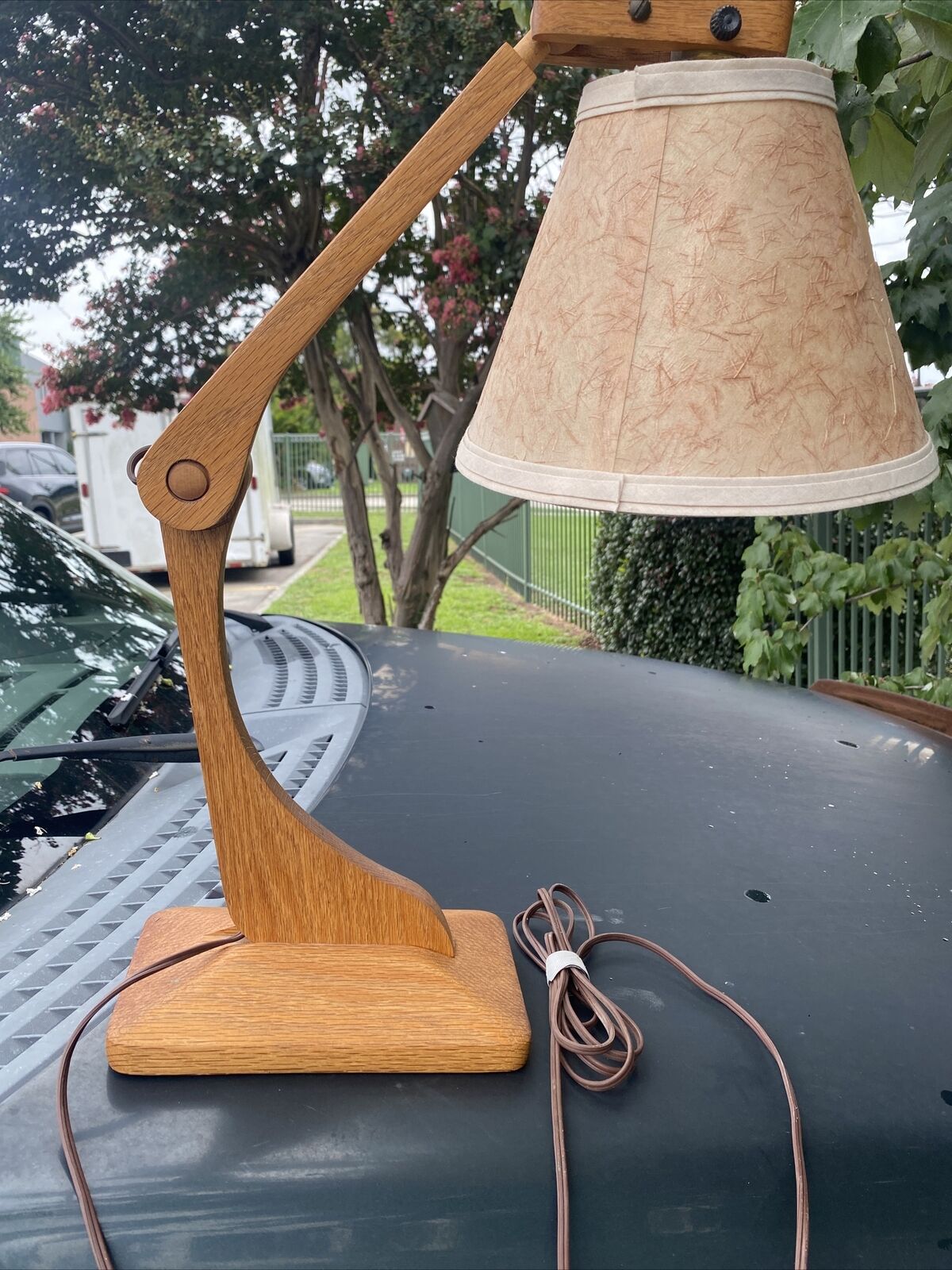 mid century modern wood lamp vintage