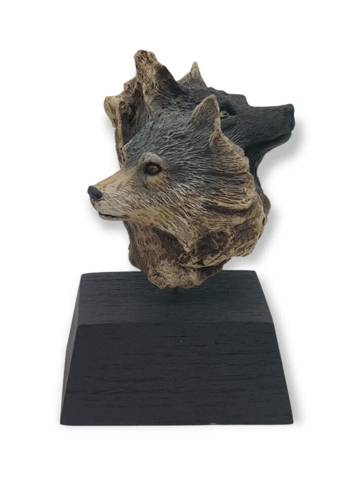 The Pack Rick Cain Wolf Heads Sculpture Limited Edition 1921/2000 with Plaque•••