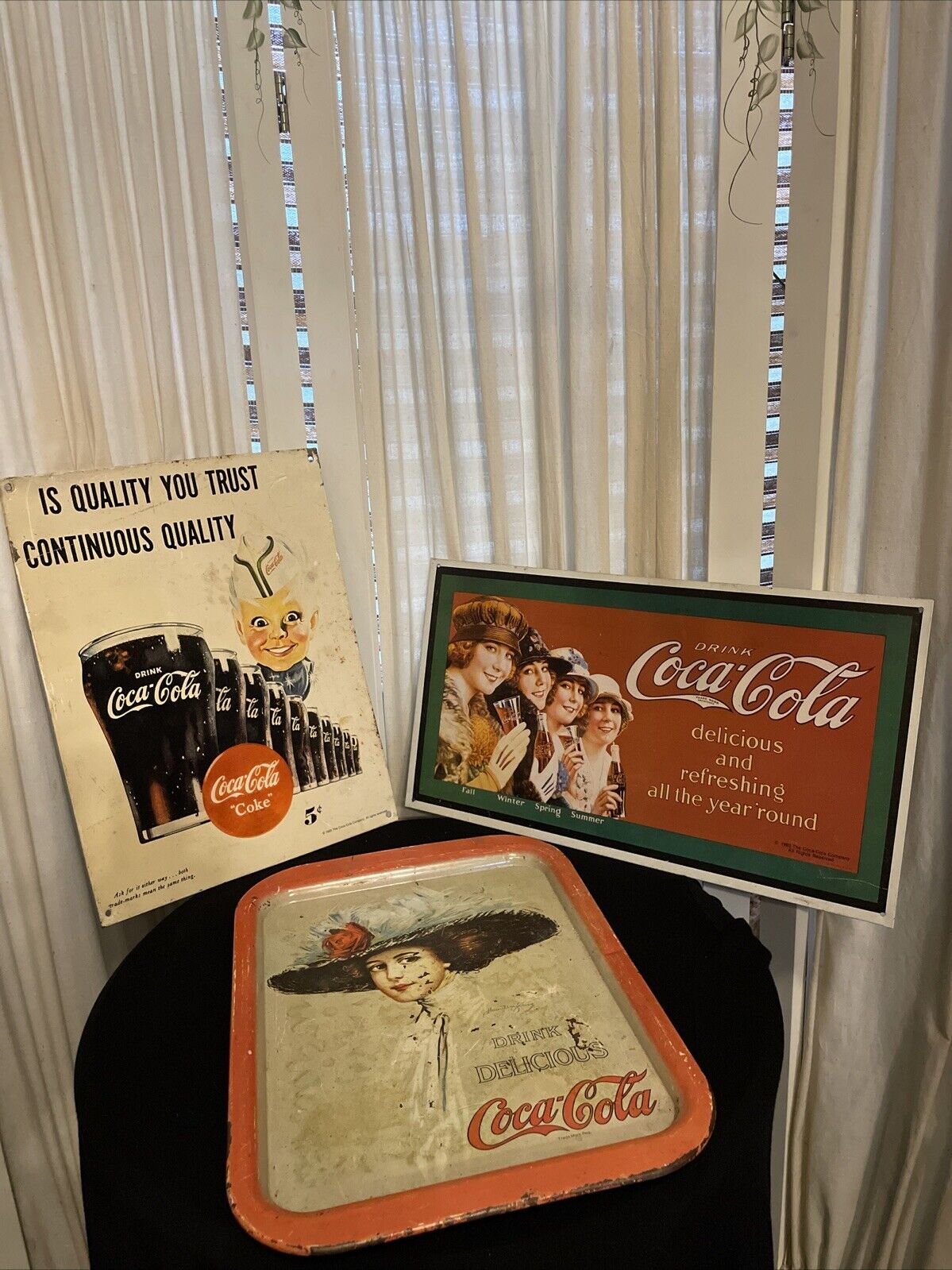 Coca Cola Metal Signs 1995 1993 And Unknown Tray Vintage