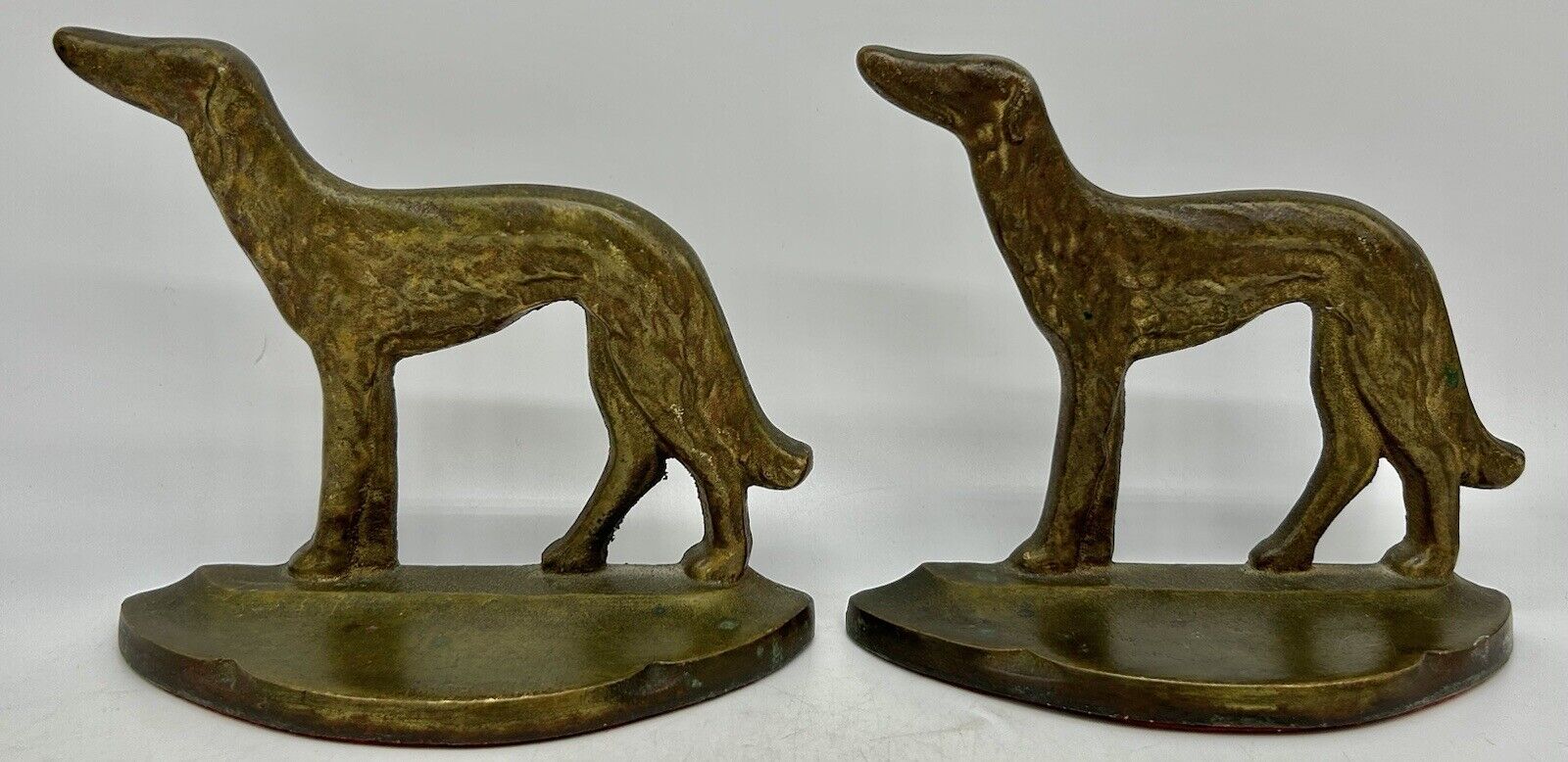 Borzoi Russian Wolfhound Bookends, Connecticut Foundry? 1920's, Art Deco