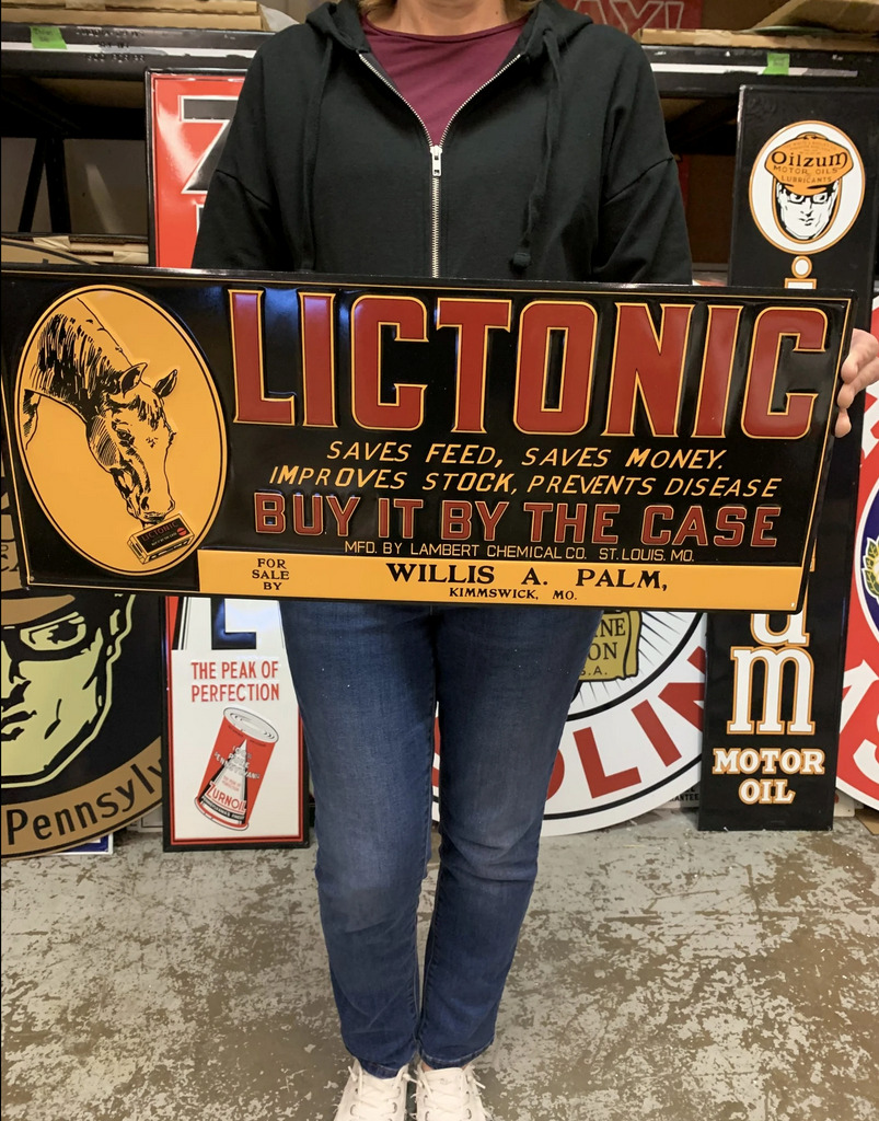 Antique Vintage Old Style Sign Lictonic Horse  Made in USA