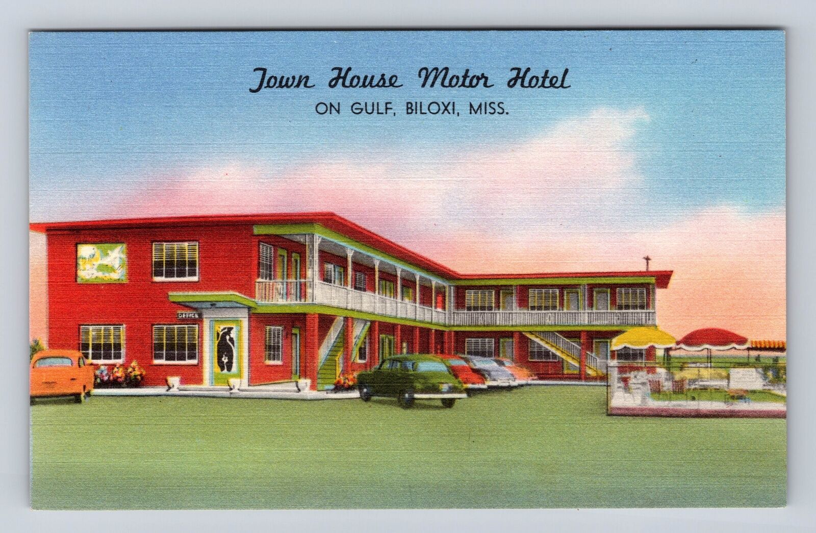 Biloxi MS-Mississippi, Town House Motor Hotel Advertising, Vintage Postcard