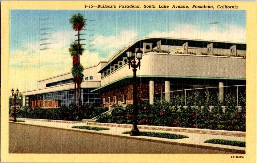 Vintage Postcard Bullock's Pasadena, South Lake Avenue, Pasadena California