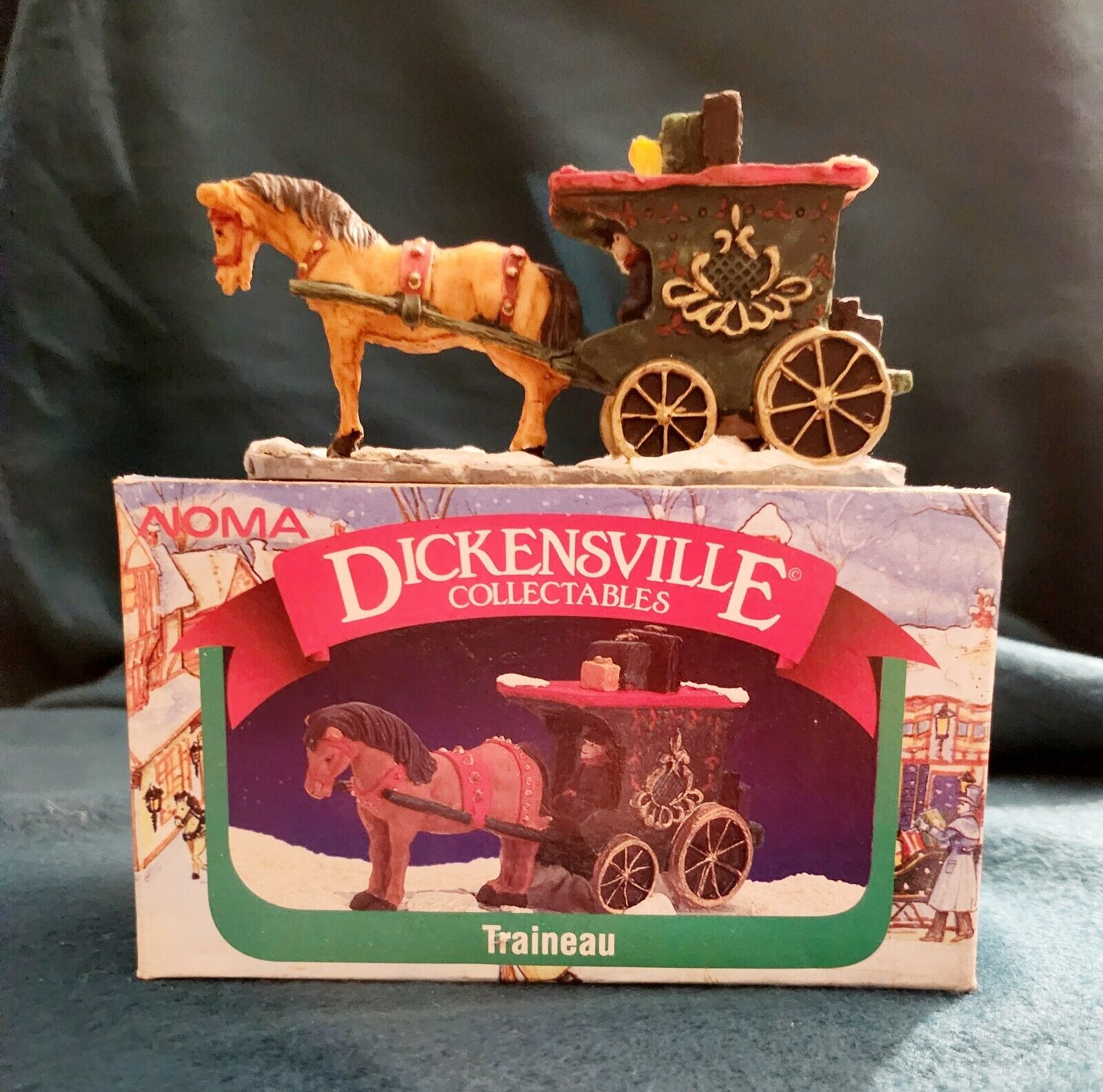 Dickensville NOMA Porcelain Collectable Figurines- Horse Drawn Sleighs
