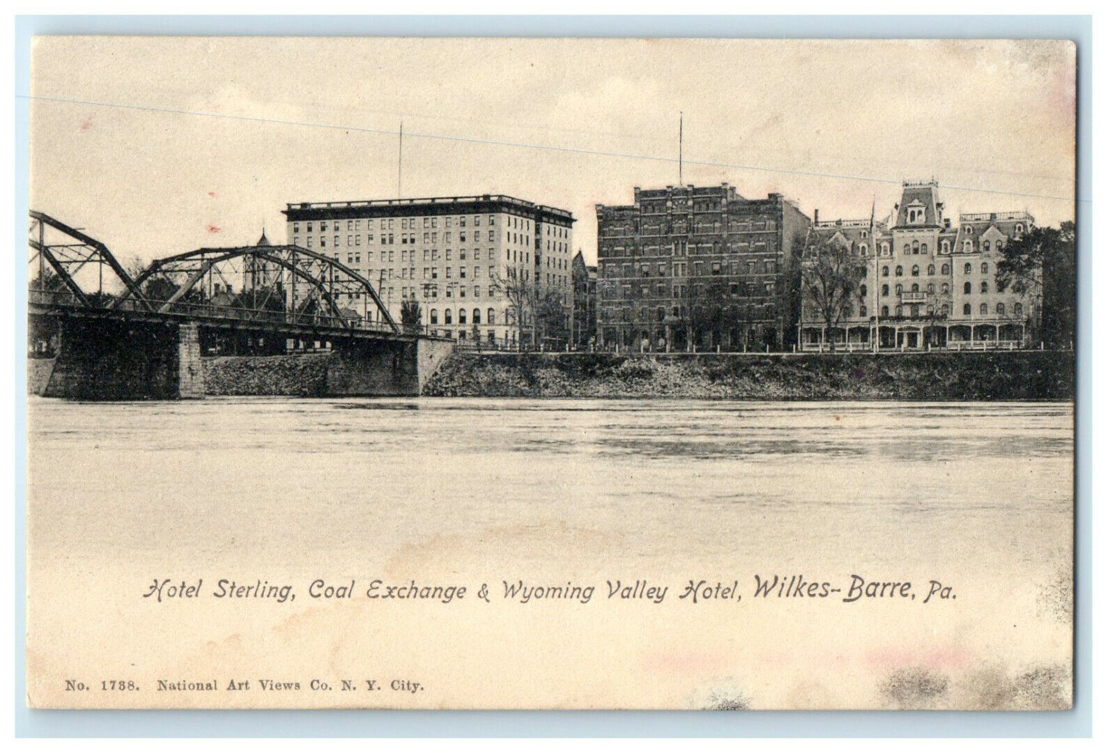 c1905s Hotel Sterling, Coal Exchange & Wyoming Hotel, Wilkes-Barre PA Postcard