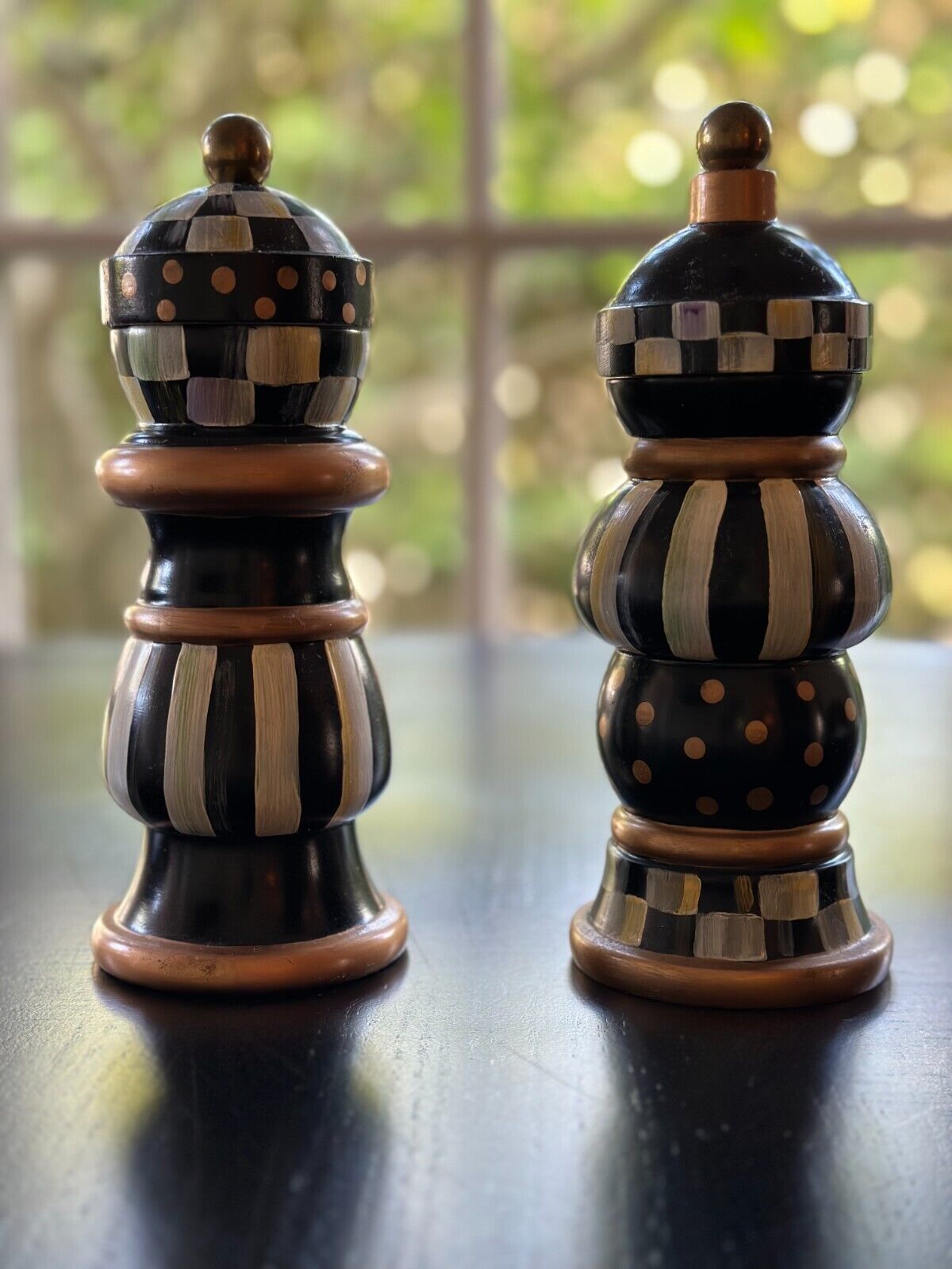 MacKenzie-Childs Courtly Check Salt & Pepper Mill Set (Pre-Owned)