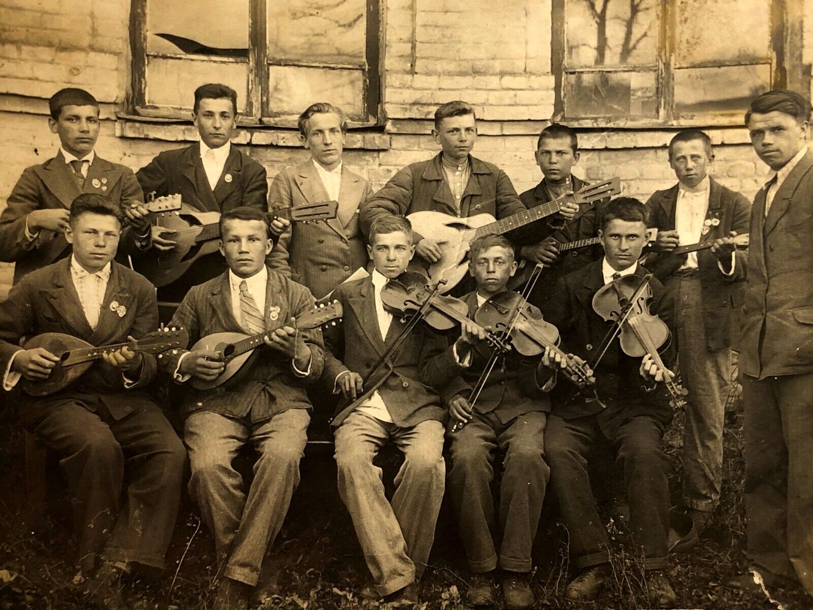 1920s Young Handsome Guys Affectionate Men Students Musicians Rare Antique Photo