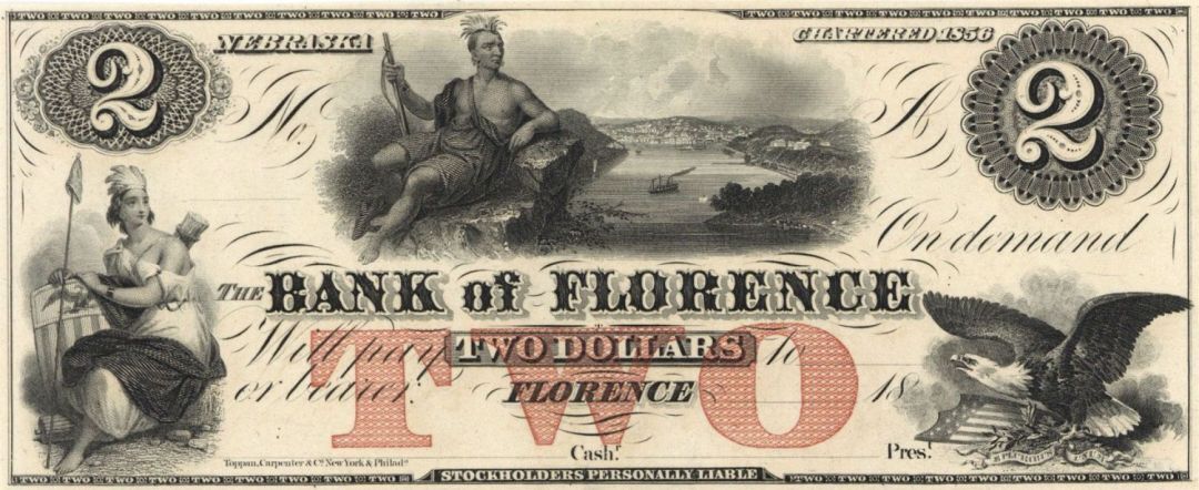 Bank of Florence $2 - Obsolete Notes - Paper Money - US - Obsolete