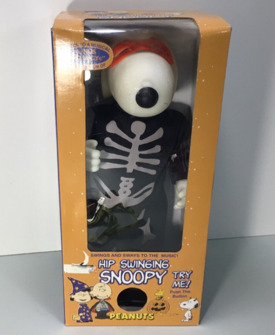VTG NOS Skeleton Snoopy Animated Dancing Peanuts Hip Swinging Halloween Musical