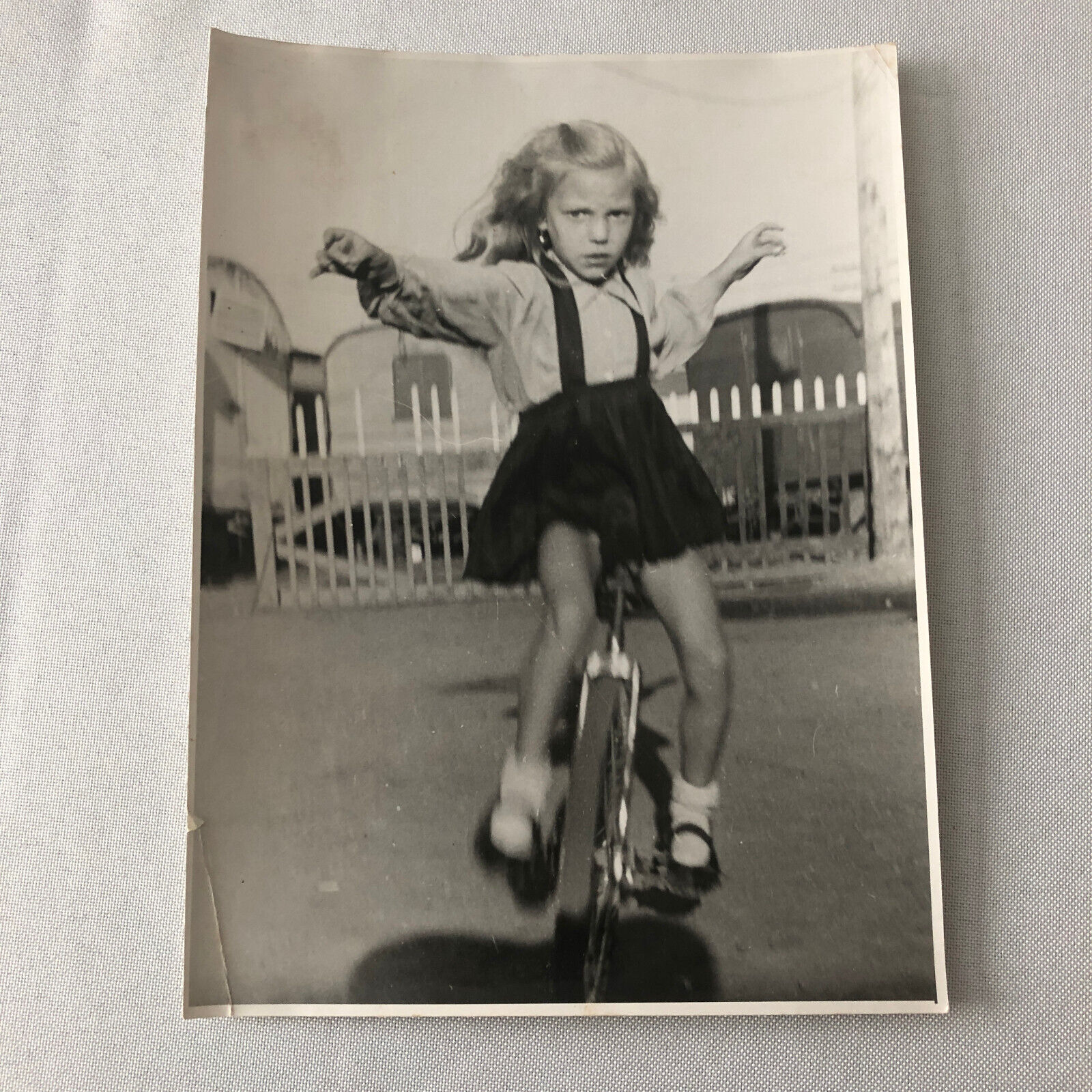 Circus Performer Child Girl on Unicycle Photo Photograph The Bleckwenns German