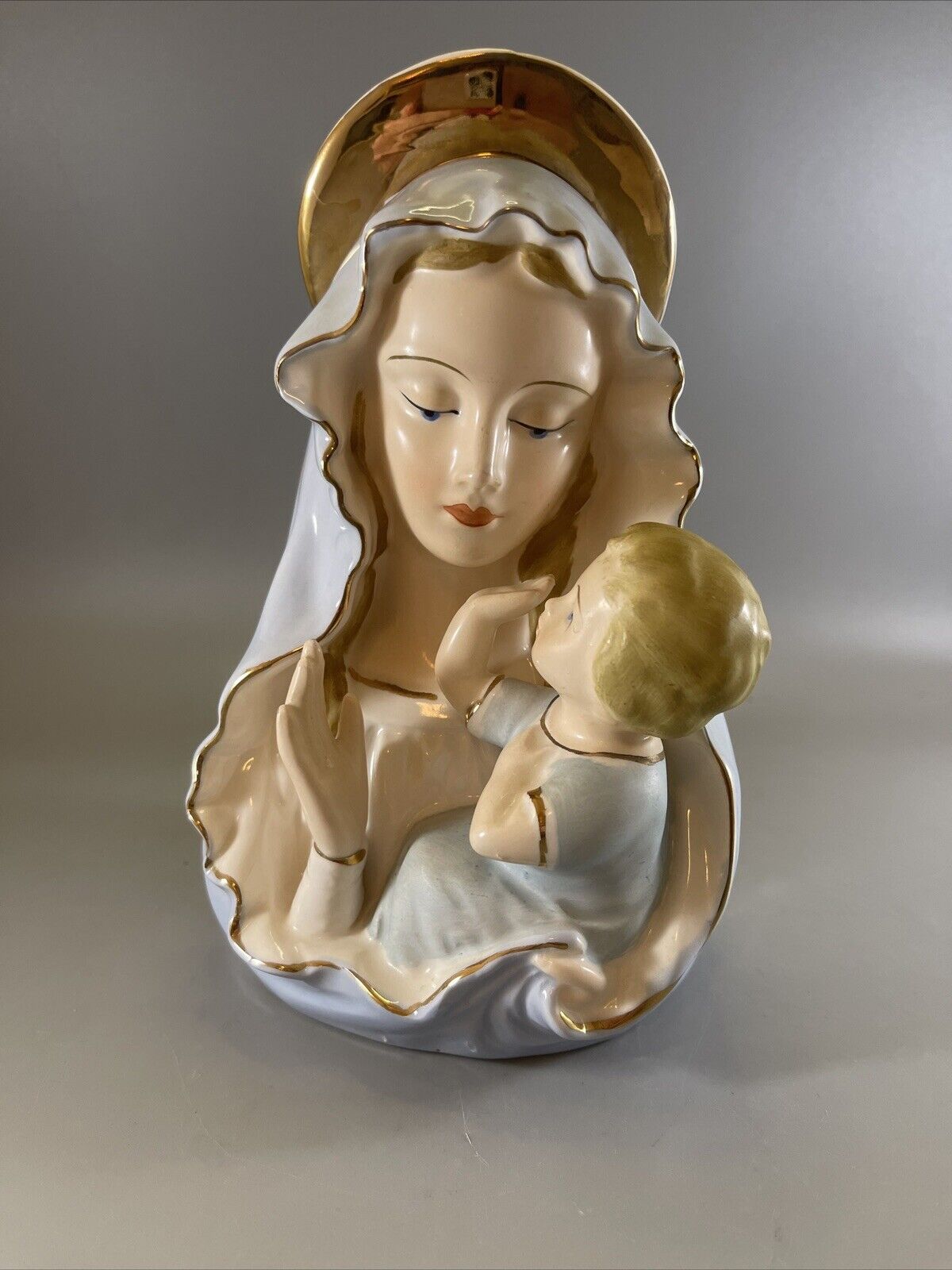 Vintage Ceramic Madonna Virgin Mary Baby Jesus Planter Rubens Originals Japan