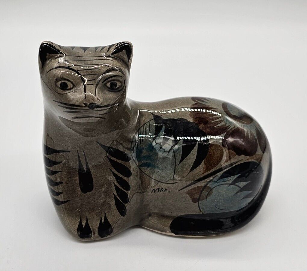 Vintage Tonala Mexico Folk Art Pottery Kitten Kitty Cat Figurine 