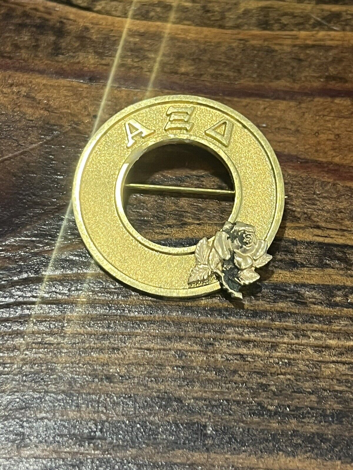 Vintage Alpha Epsilon Delta Gold Toned Brooch Pin