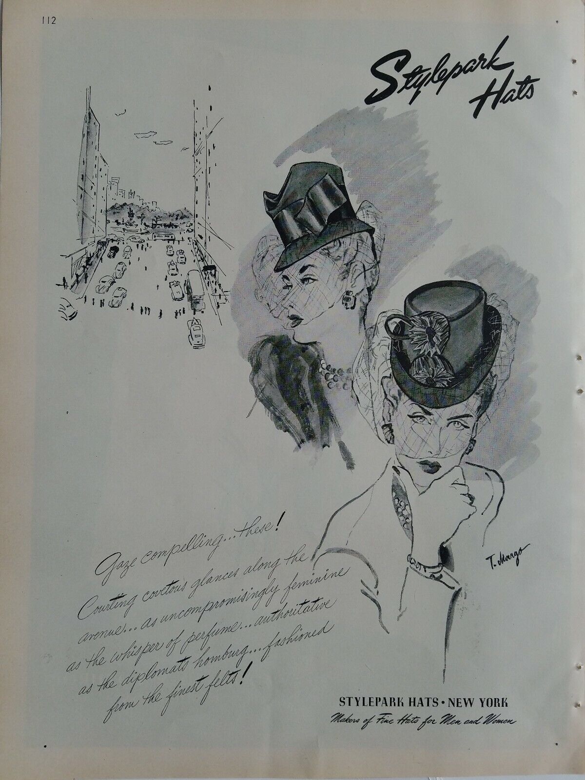 1946 women's Stylepark womens hats vintage Margo fashion art ad