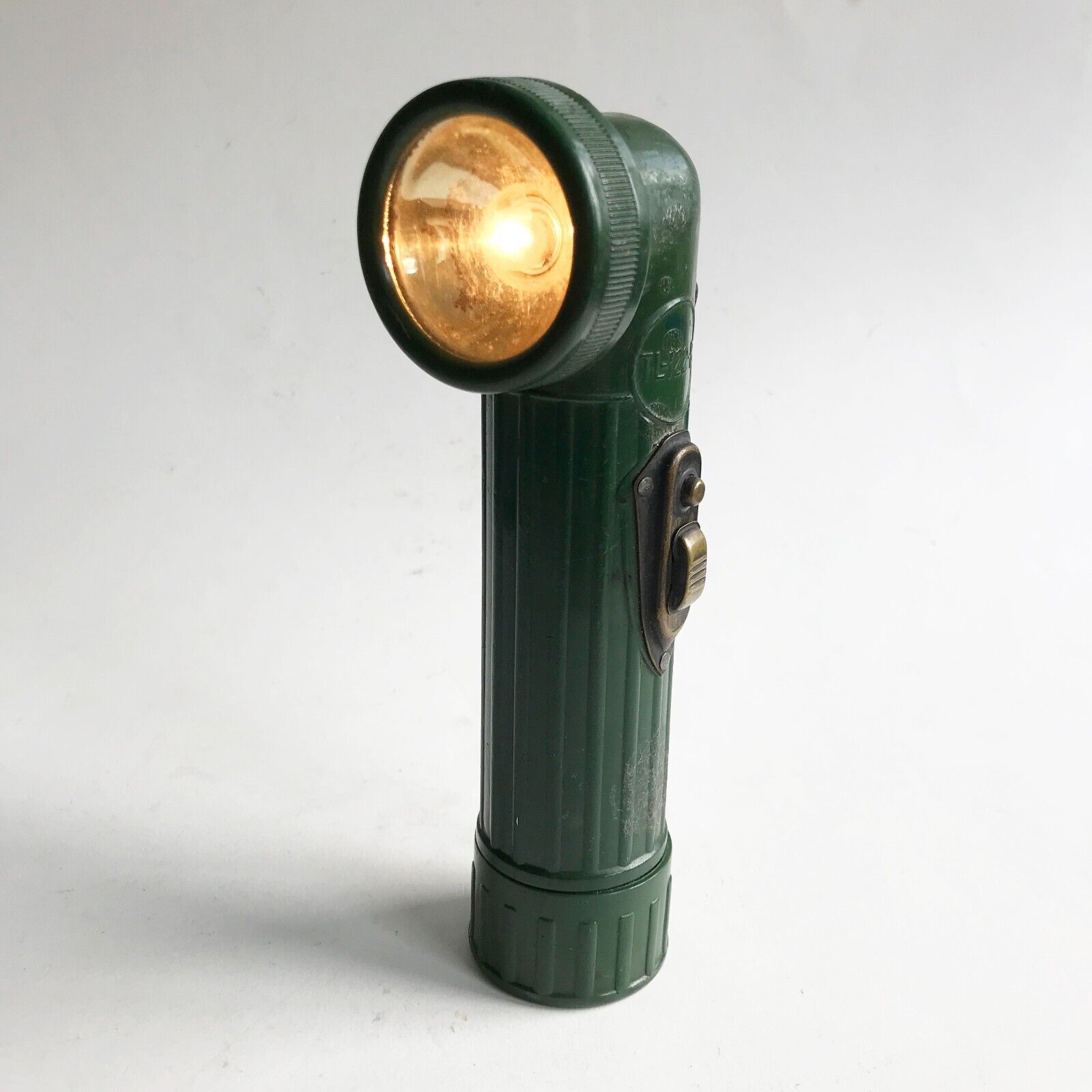 Vintage GITS TL-122-B Green Military Angle Head Flashlight Tested Works