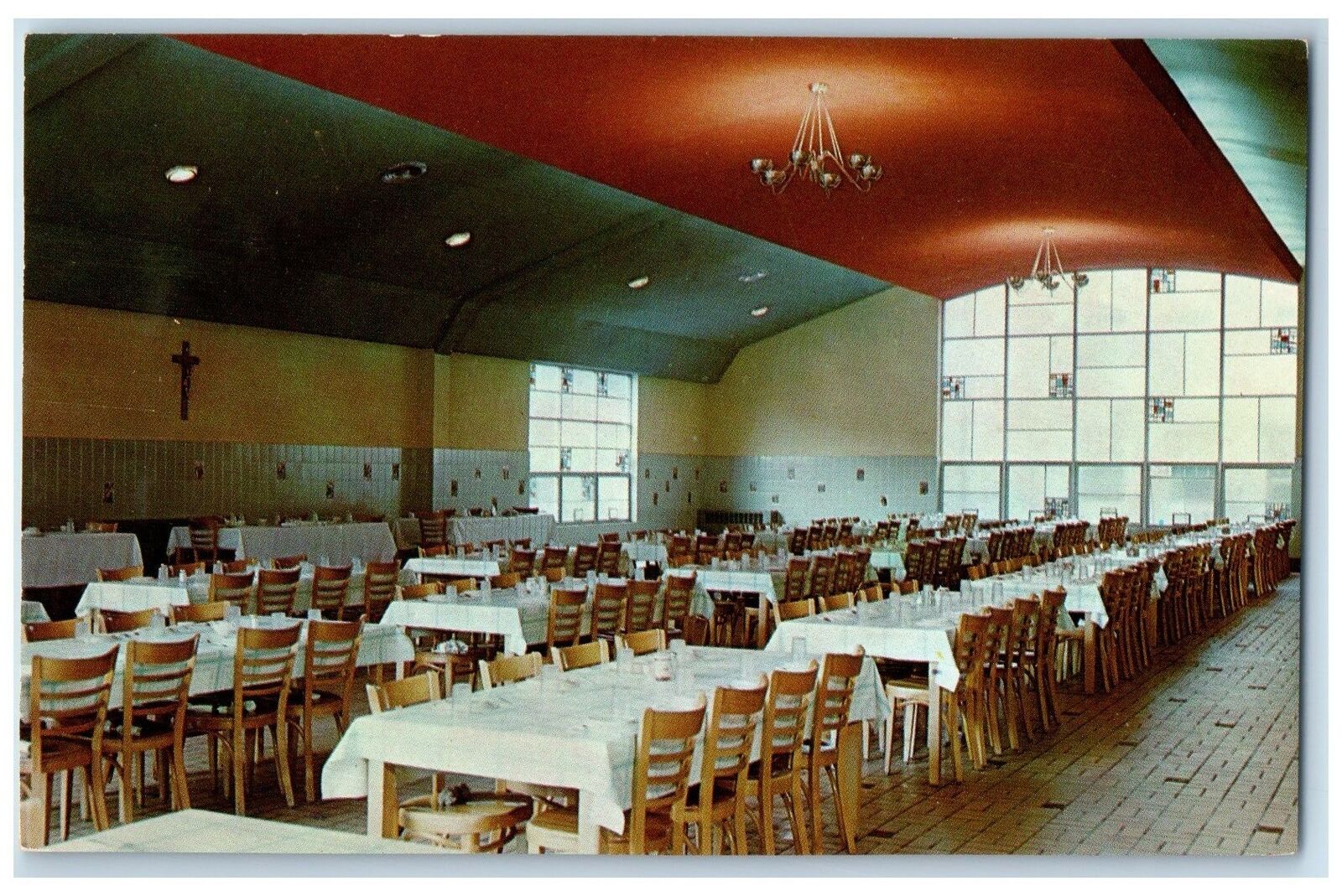c1960's High School Refectory Borromeo Seminary College Wickliffe OH Postcard