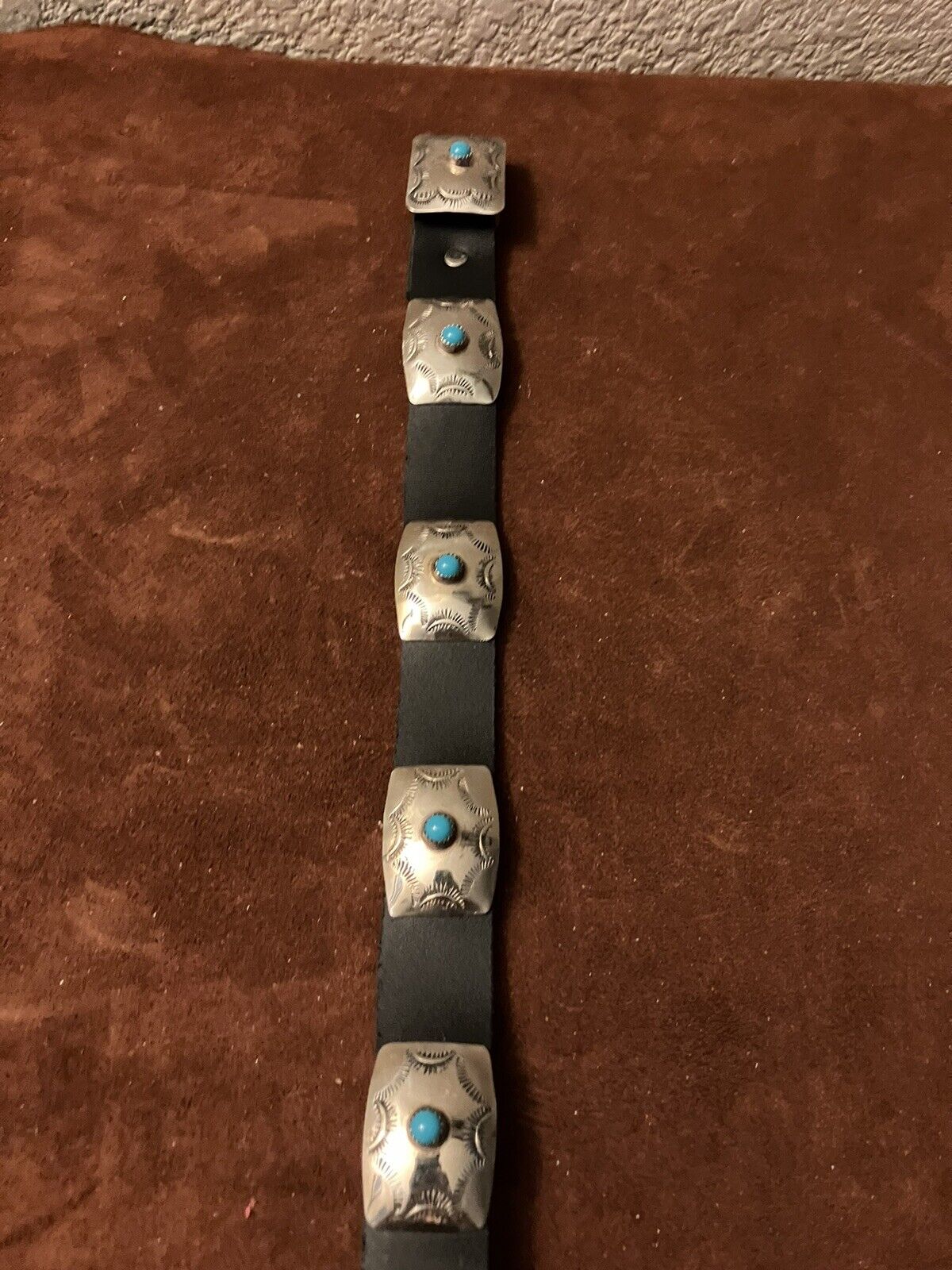 Navajo Silver And Block Turquoise Concho Belt