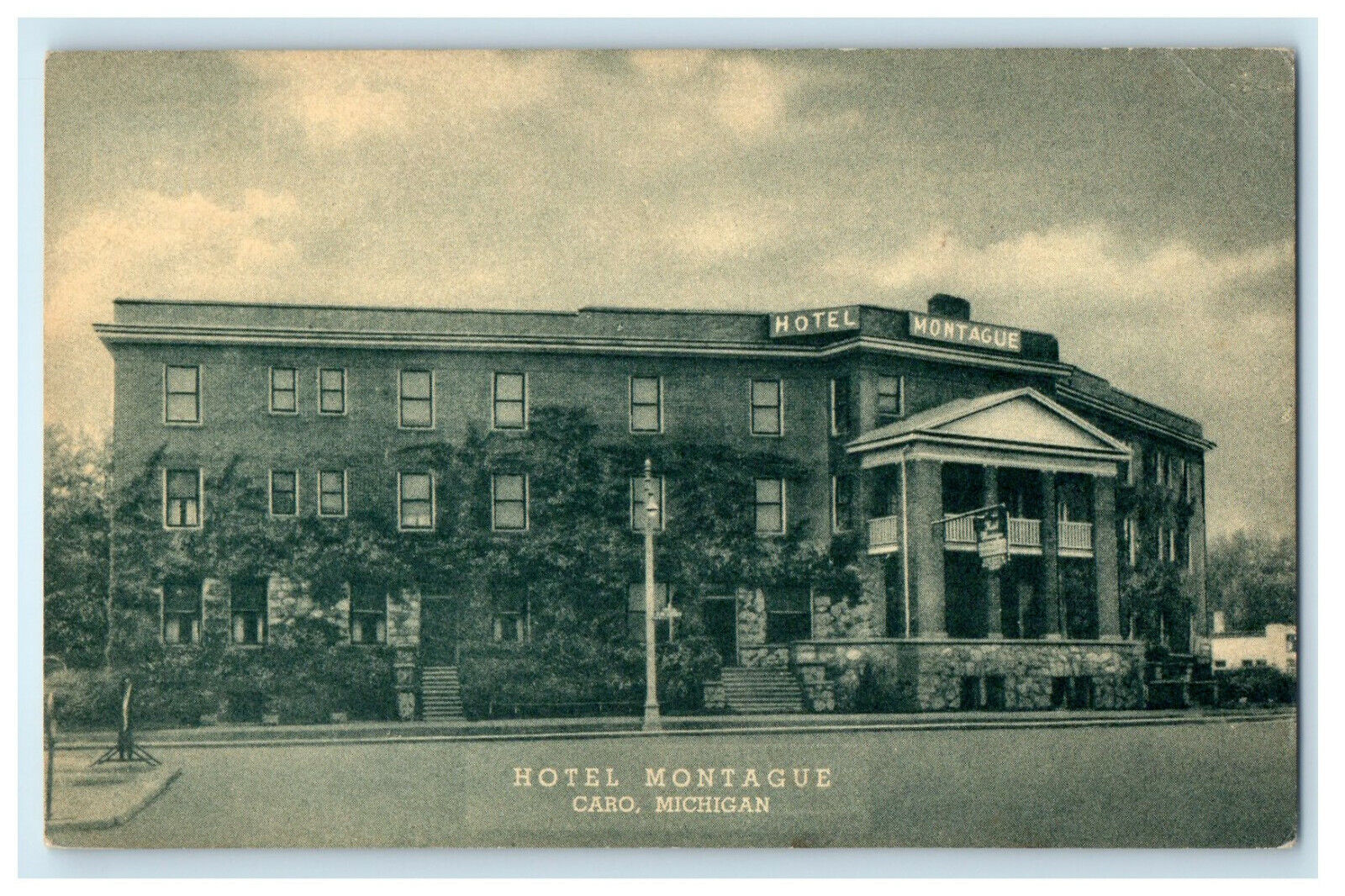 c1940s Hotel Montague, Caro Michigan MI Advertising Unposted Postcard
